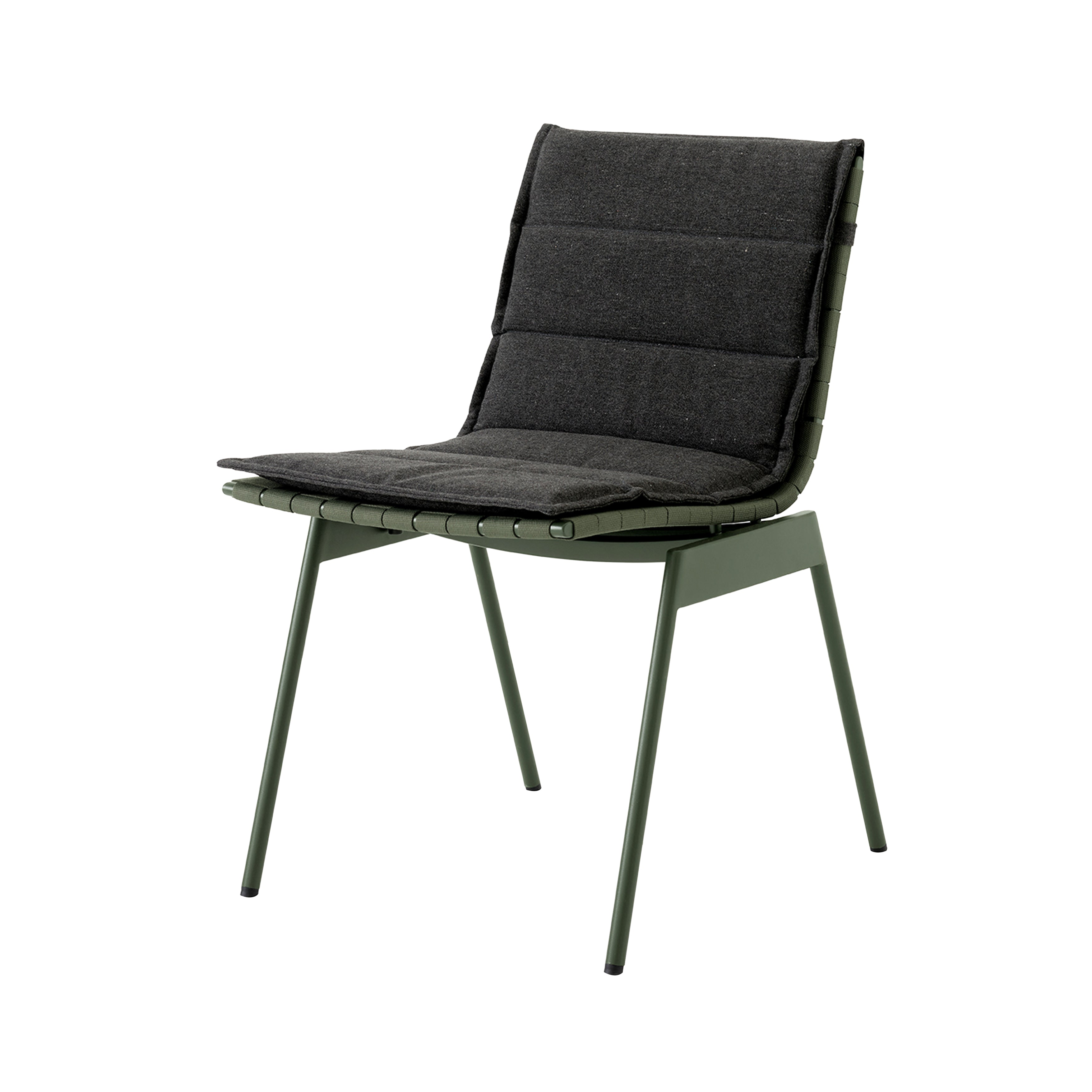 Ville AV33 Stacking Outdoor Side Chair: Set of 2 + Bronze Green + With Heritage Char Cushion