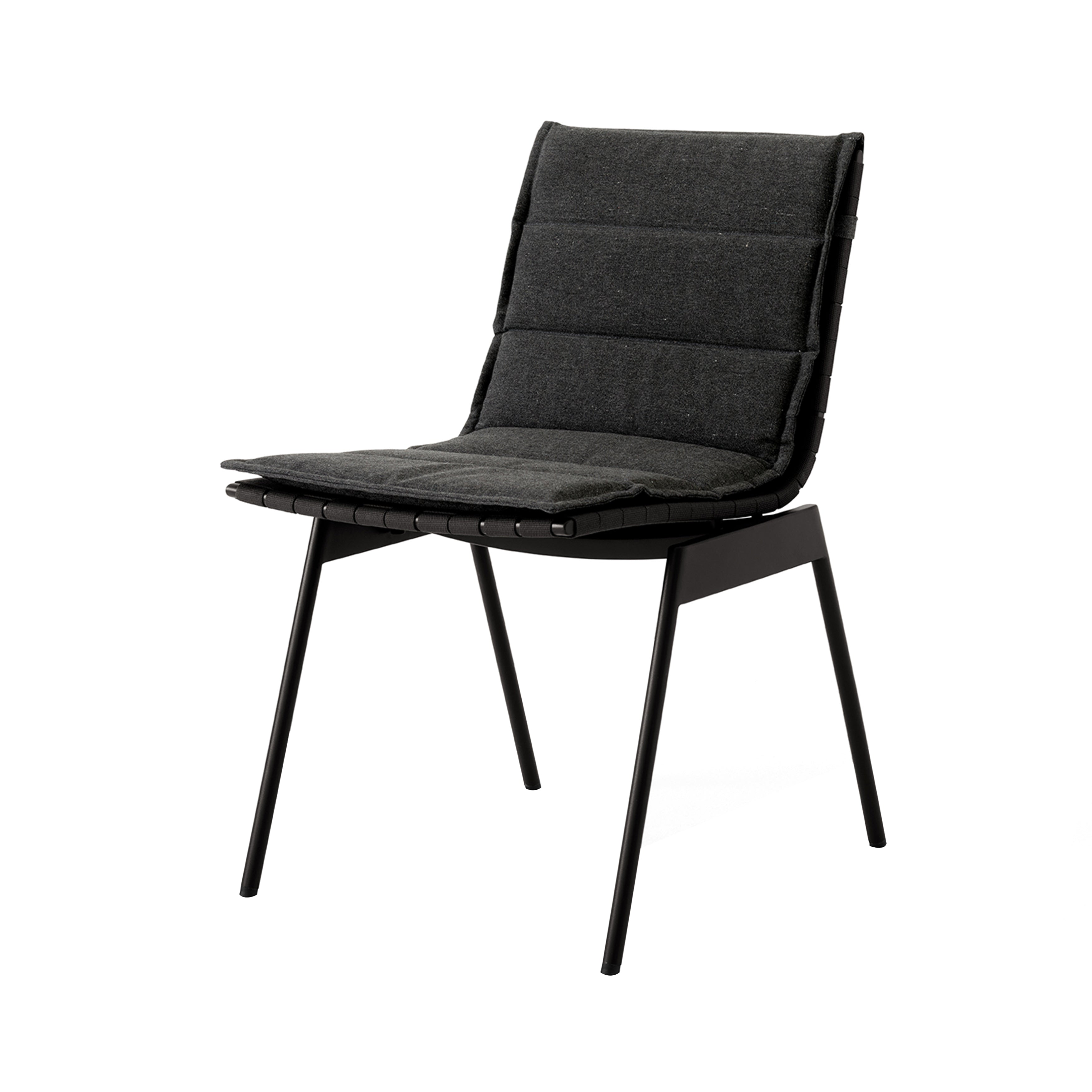 Ville AV33 Stacking Outdoor Side Chair: Set of 2 + Warm Black + With Heritage Char Cushion