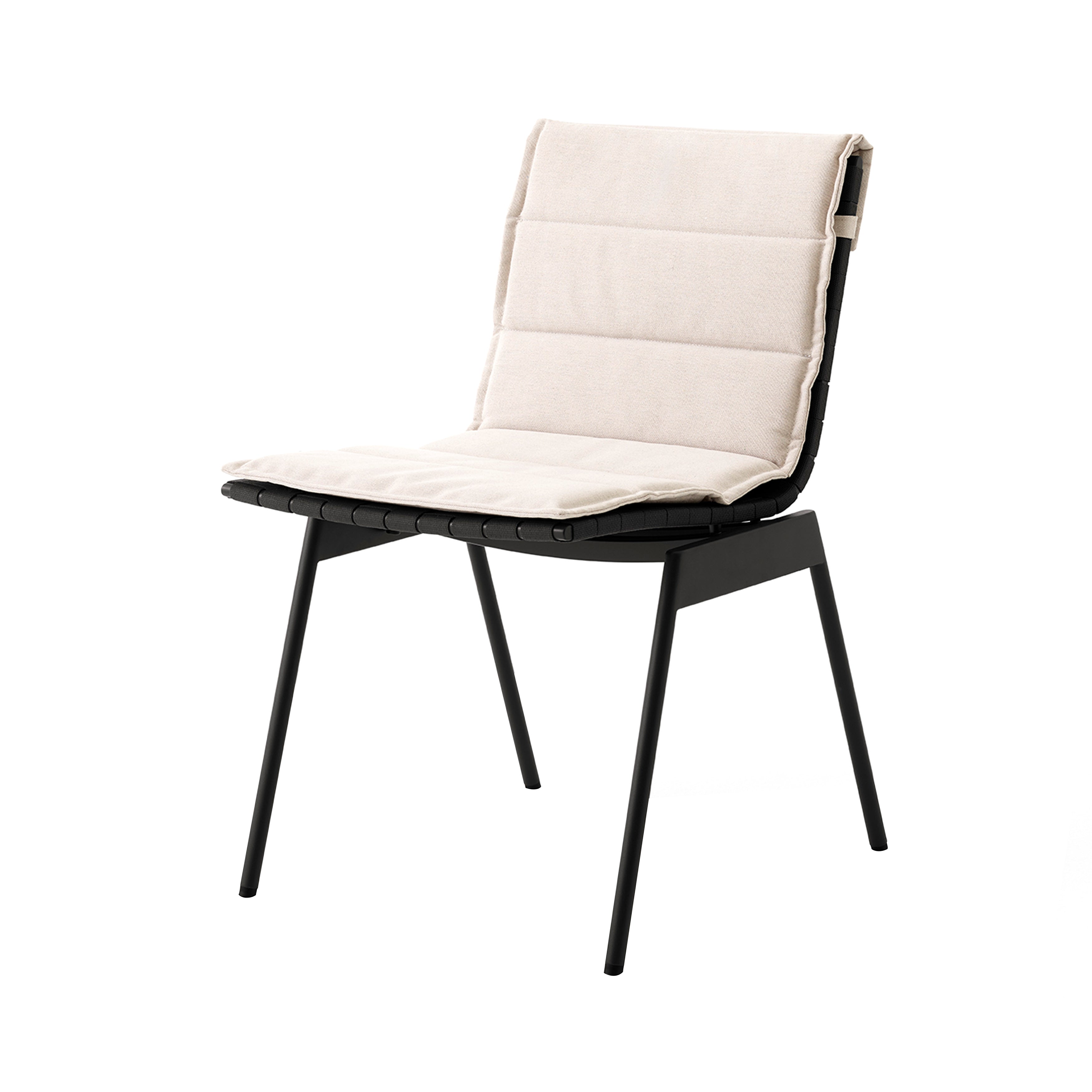 Ville AV33 Stacking Outdoor Side Chair: Set of 2 + Warm Black + With Heritage Papyrus Cushion
