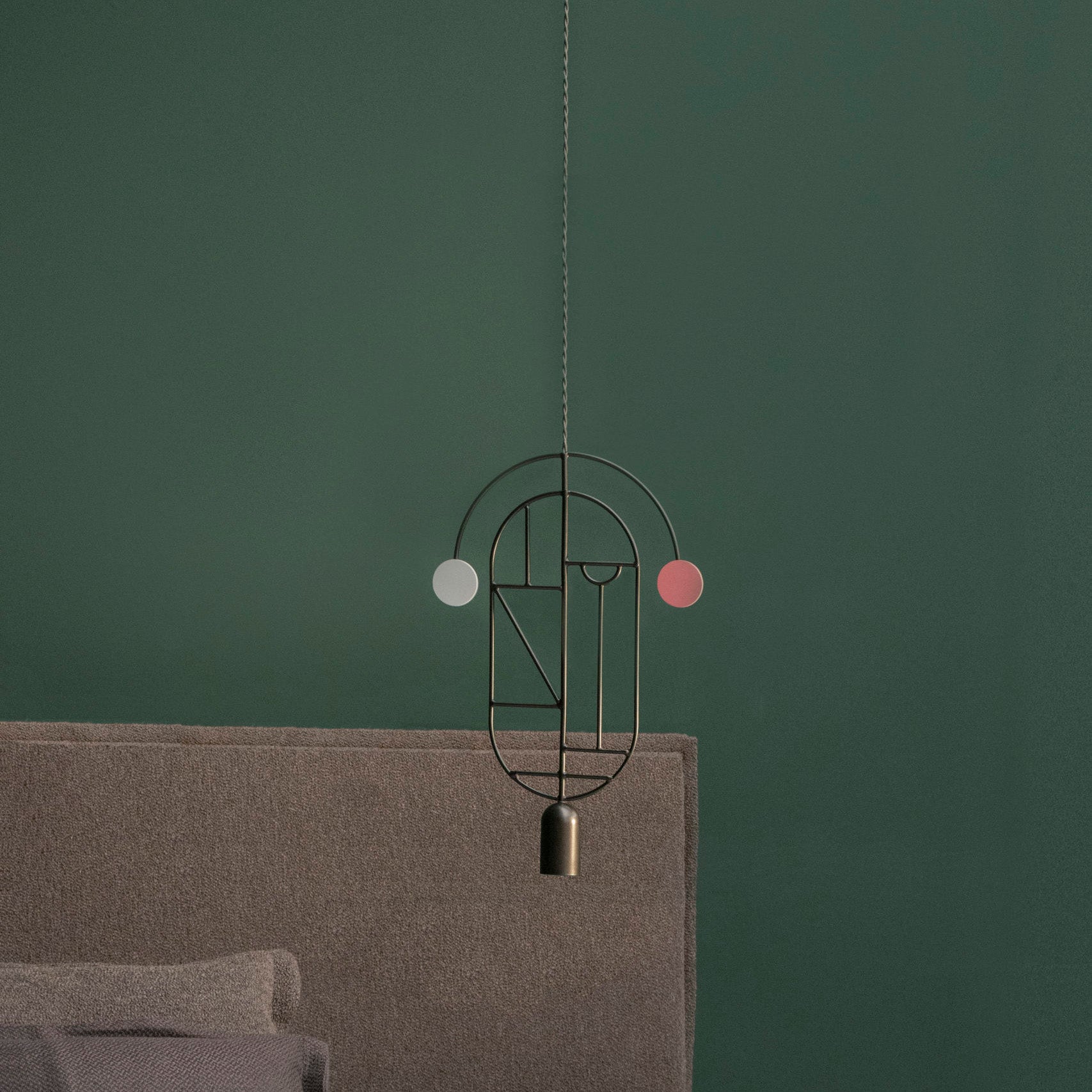 Wooden Dots Suspension Lamp with Stem