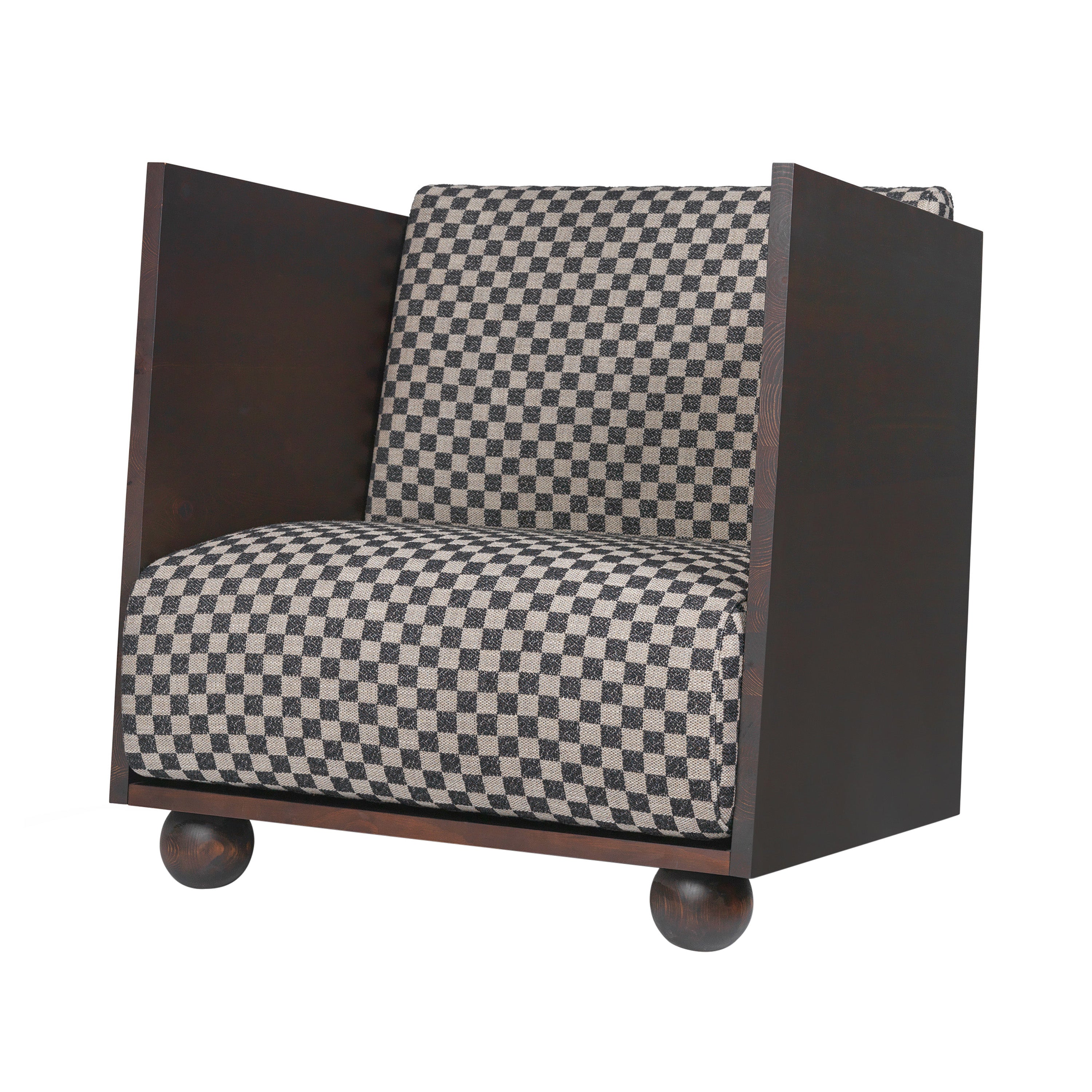 Rum Lounge Chair: Check Sand + Black