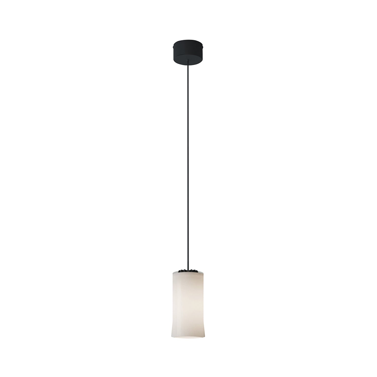 Cirio Simple Pendant Lamp: White Opal Glass + Black