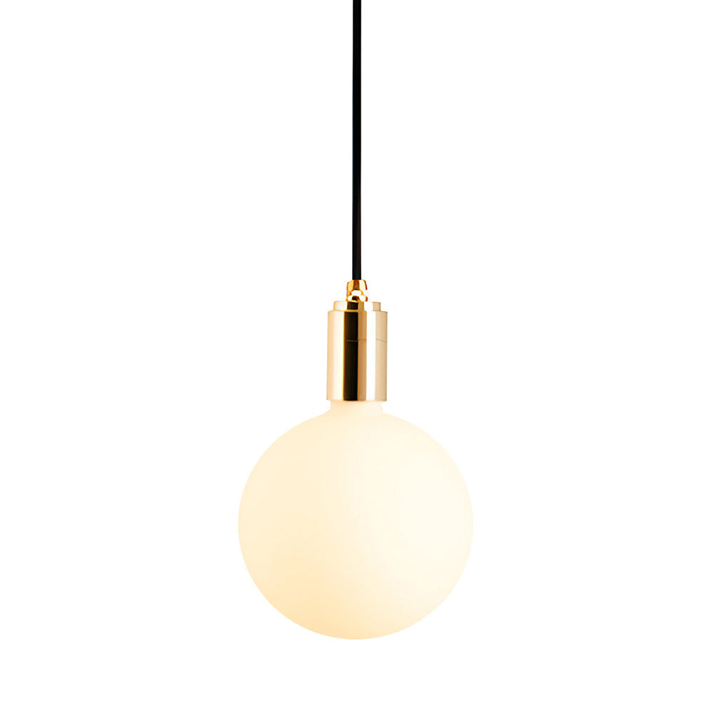 Brass Pendant: With Matt Porcelain Bulb - Sphere