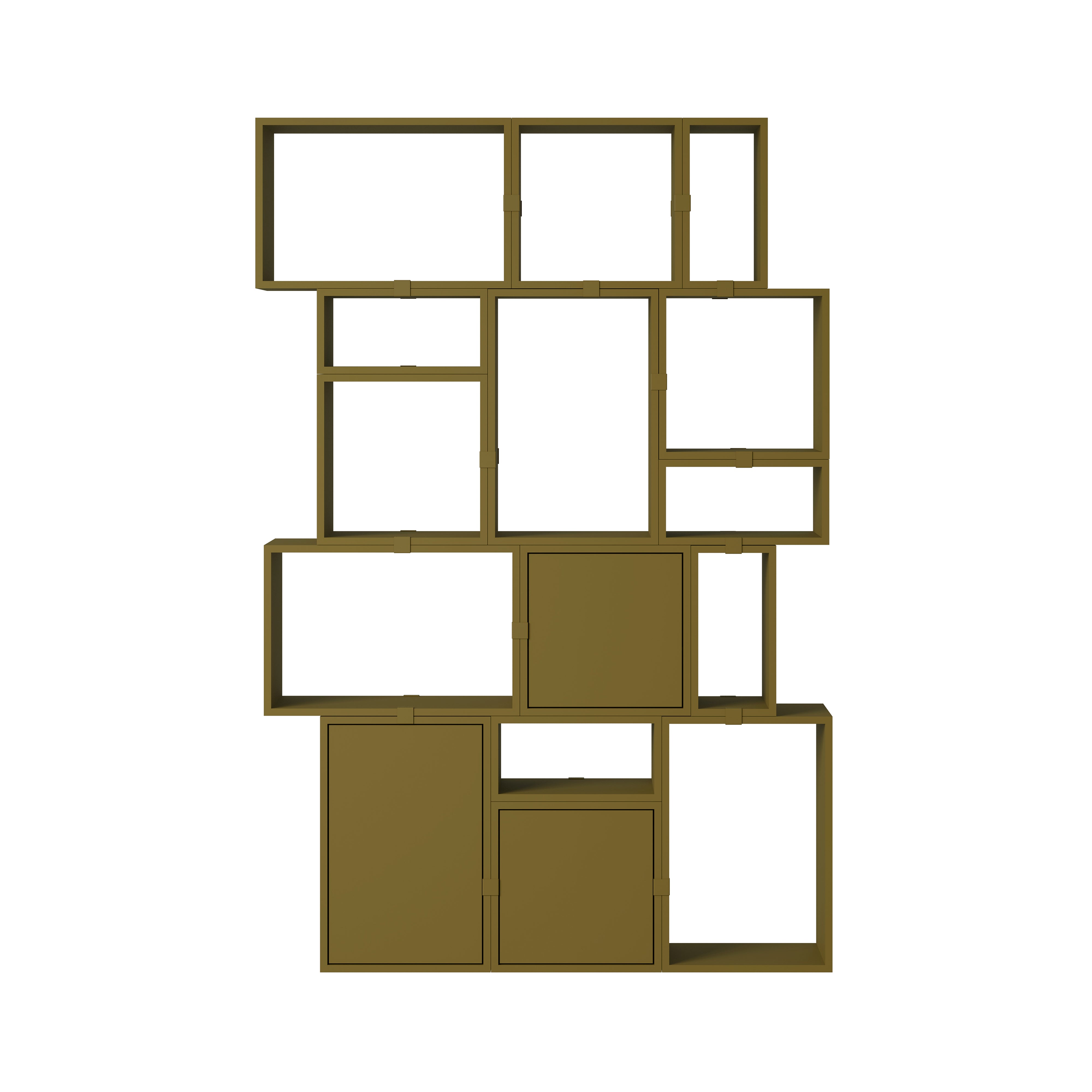 Stacked Storage System: Bookcase - Quick Ship - Quick Ship + Configuration 2  + Brown Green