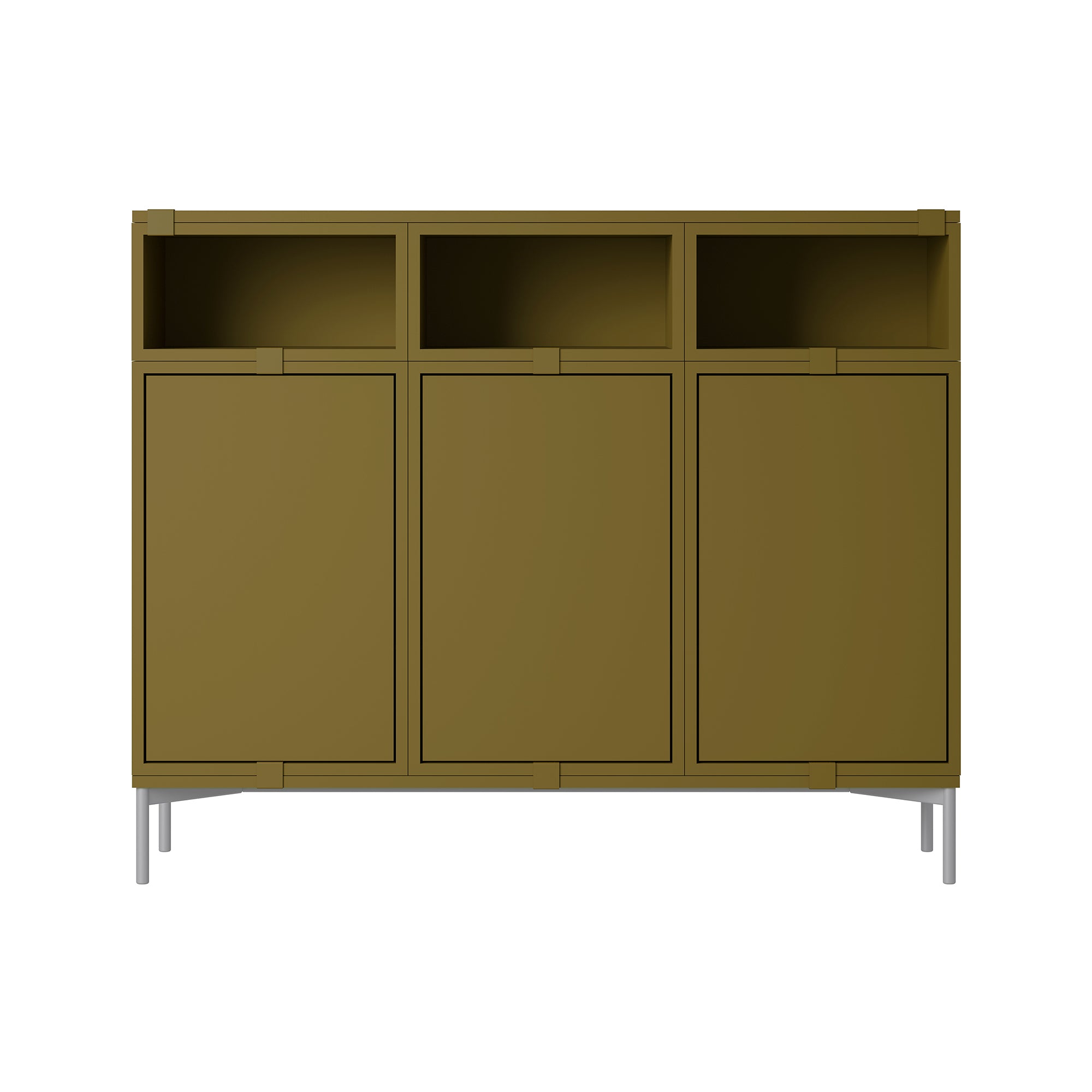 Stacked Storage System: Sideboard - Quick Ship + Configuration 3 + Brown Green