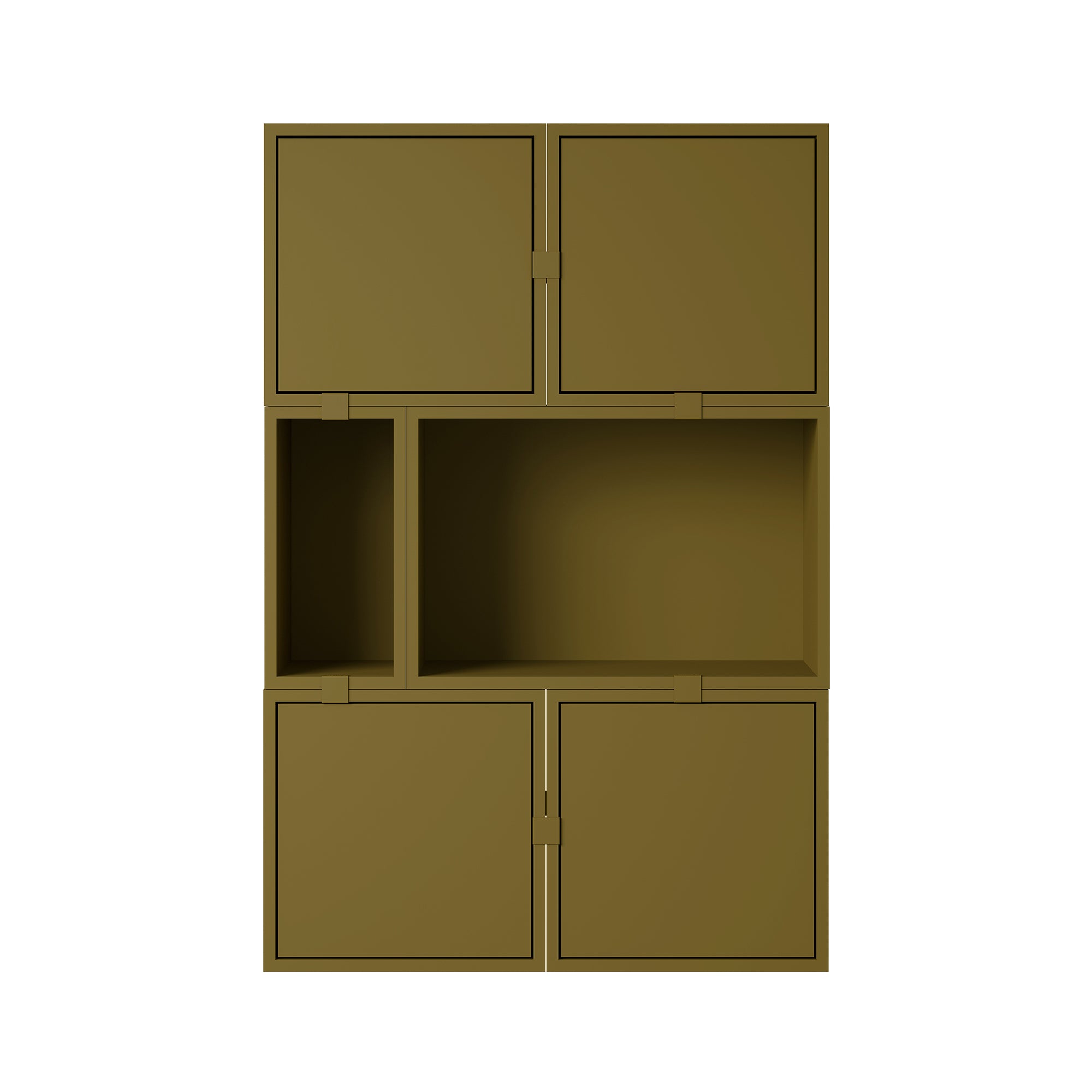 Stacked Storage System: Sideboard - Quick Ship + Configuration 4 + Brown Green