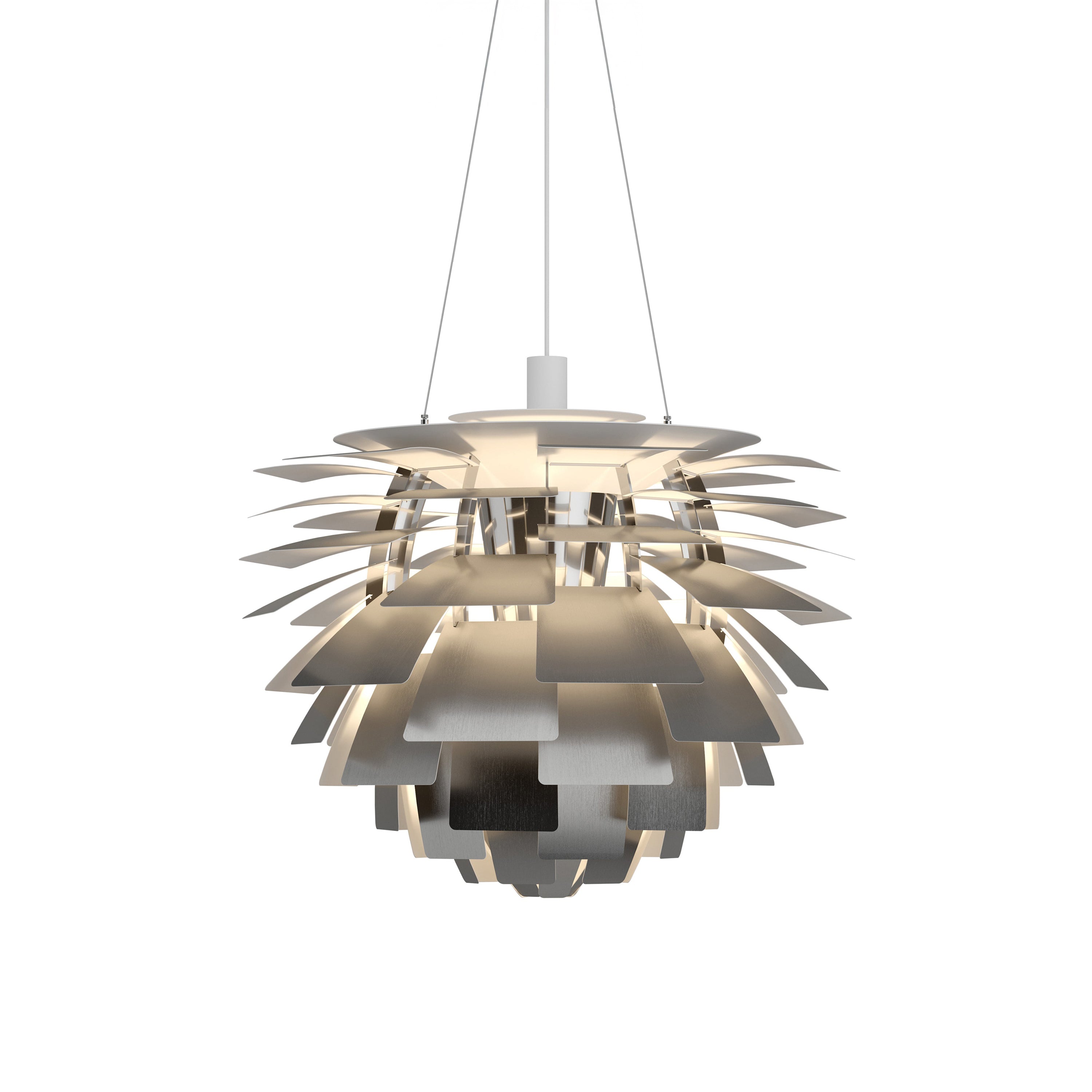 PH Artichoke Pendant: Large + Stainless Steel + White
