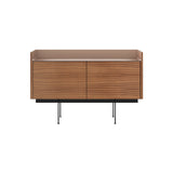 Stockholm STH201 Sideboard: Composition 3 + Super-Matt Walnut + Anodized Aluminum Pale Rose + Black
