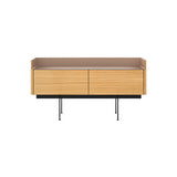 Stockholm STH251 Slim Sideboard: Composition 3 + Super-Matt Oak + Anodized Aluminum Pale Rose + Black
