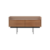 Stockholm STH251 Slim Sideboard: Composition 3 + Super-Matt Walnut + Anodized Aluminum Pale Rose + Black