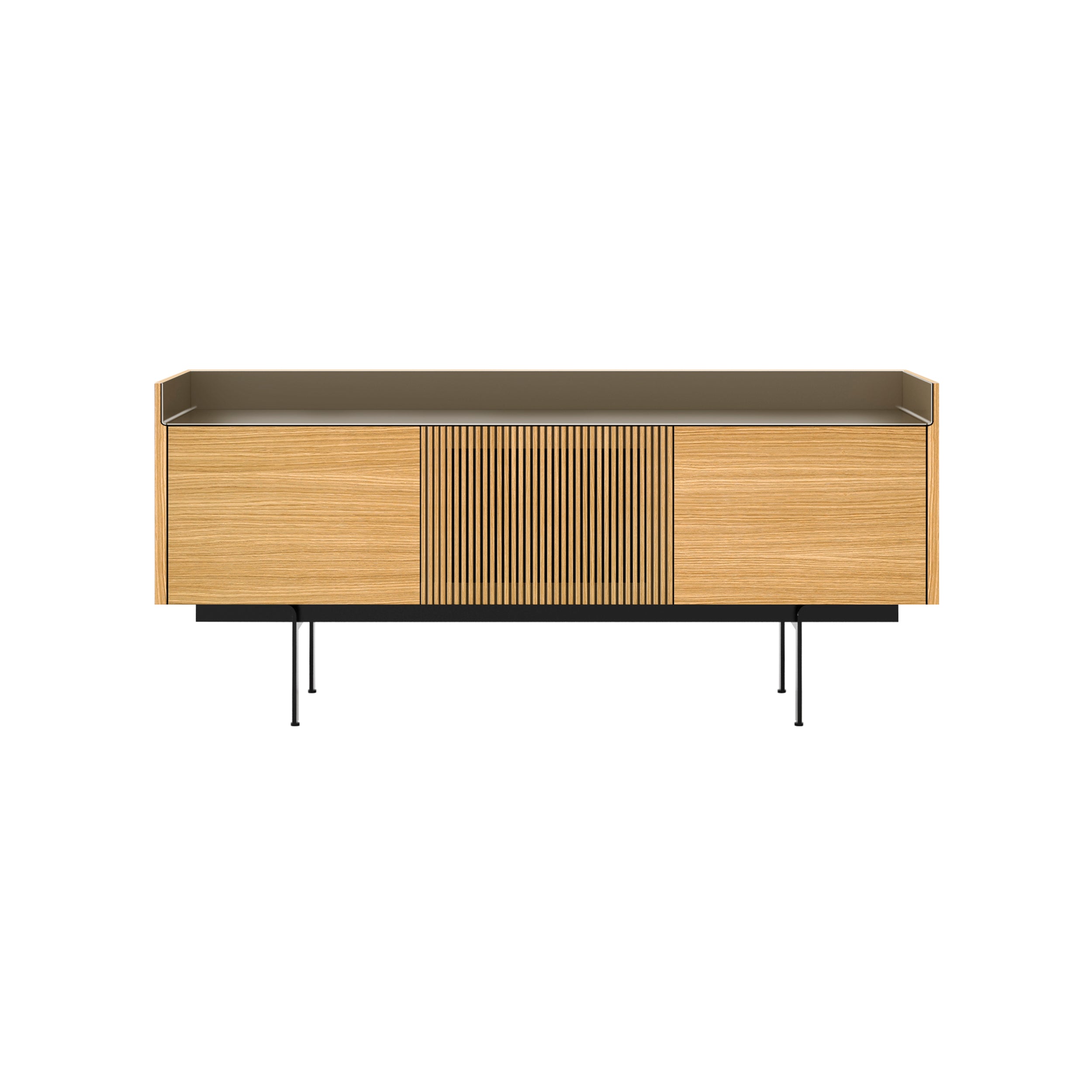 Stockholm STH303 Technic Sideboard: Composition 3 + Super-Matt Oak + Anodized Aluminum Bronze + Black