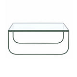 Tati Coffee Table: High + Glass Top + Transparent Glass + Green Khaki