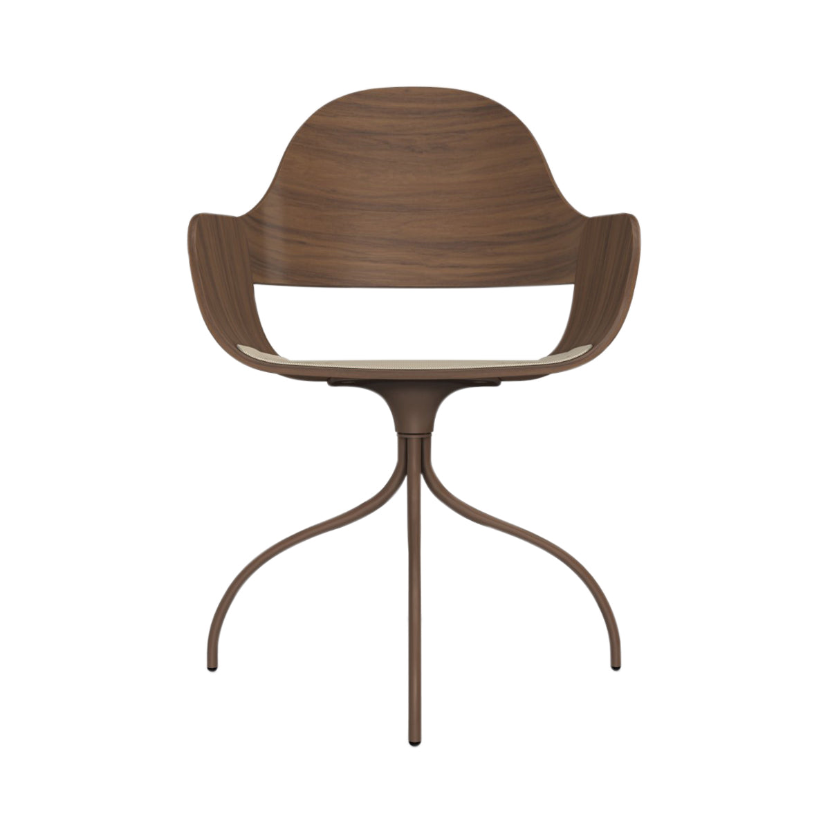 Showtime Nude Chair with Swivel Base: Seat Upholstered + Walnut Nature Effect + Pale Brown