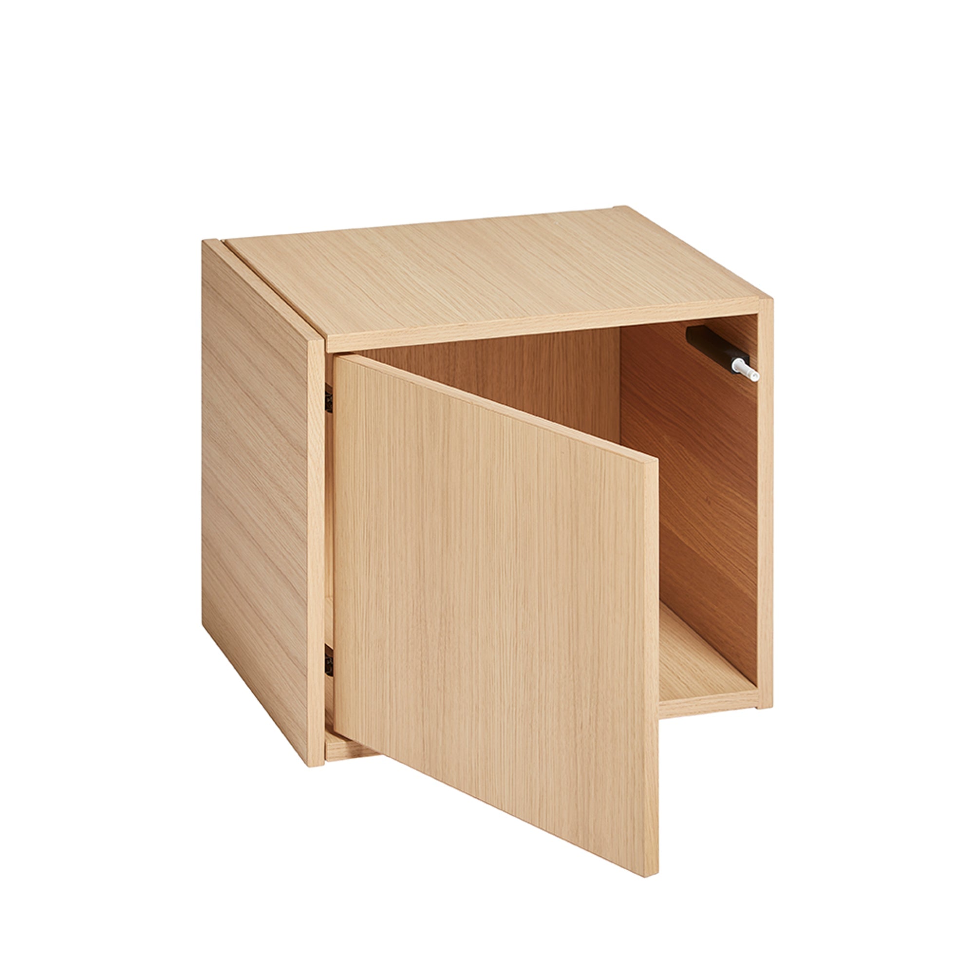 Bricks Cube: With Door - Left + White Pigmented Oak