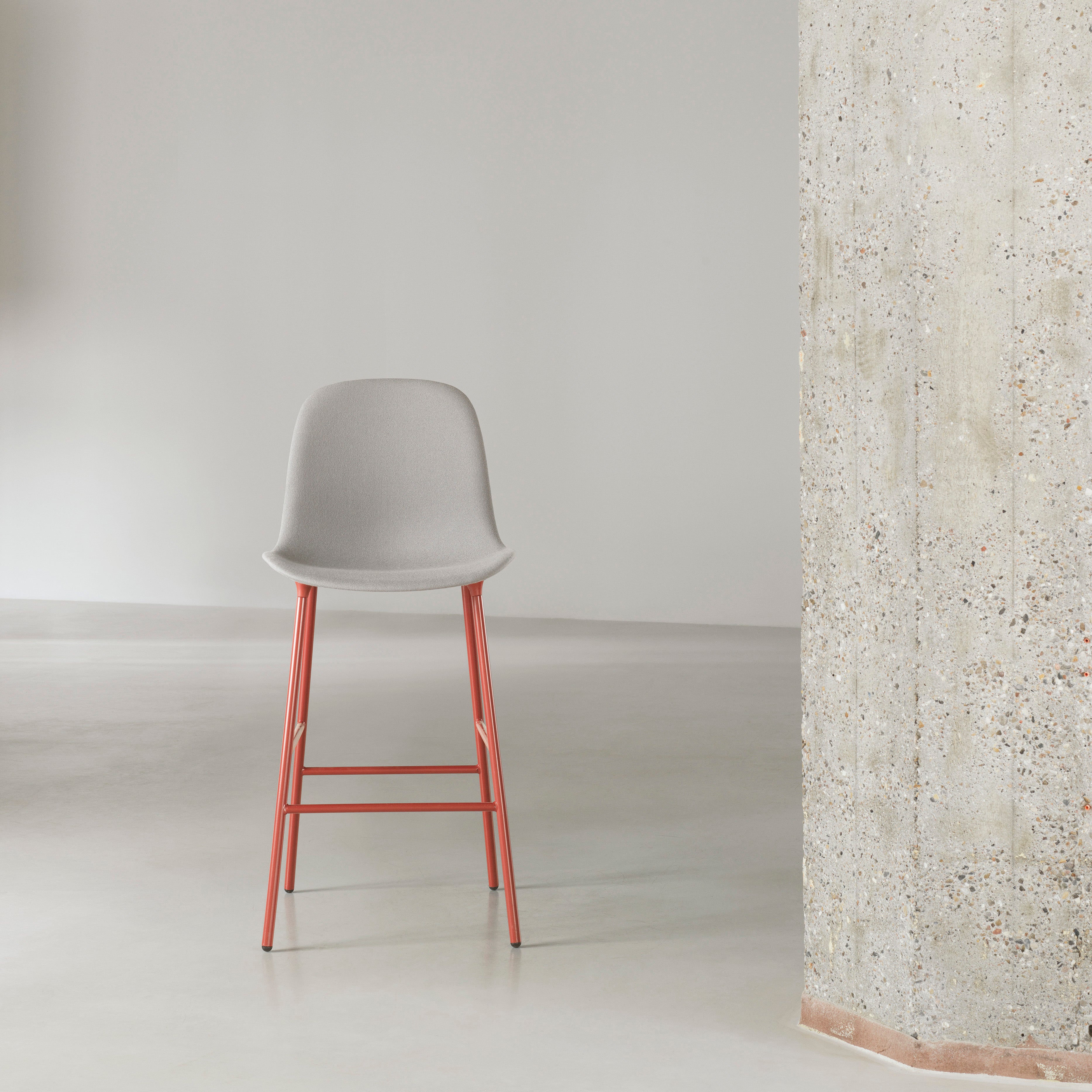 Form Bar Chair: Steel Base + Upholstered