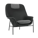 Drape Lounge Chair: High + Steel Base + With Headrest + Black