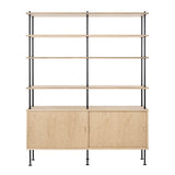 BM0253-1 Shelving System: Black + White Oiled Oak + Oiled Oak