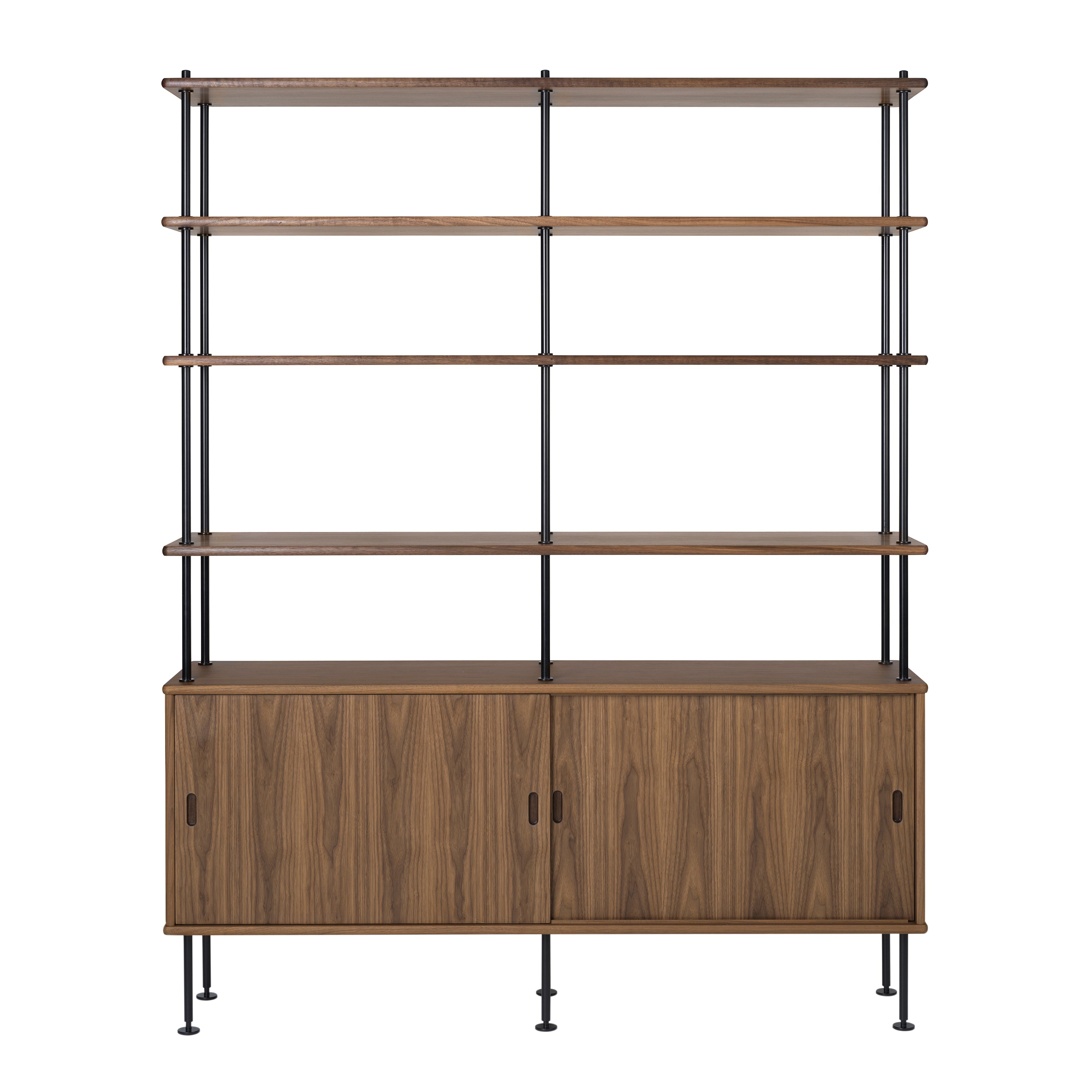 BM0253-1 Shelving System: Black + Oiled Walnut + Oiled Walnut