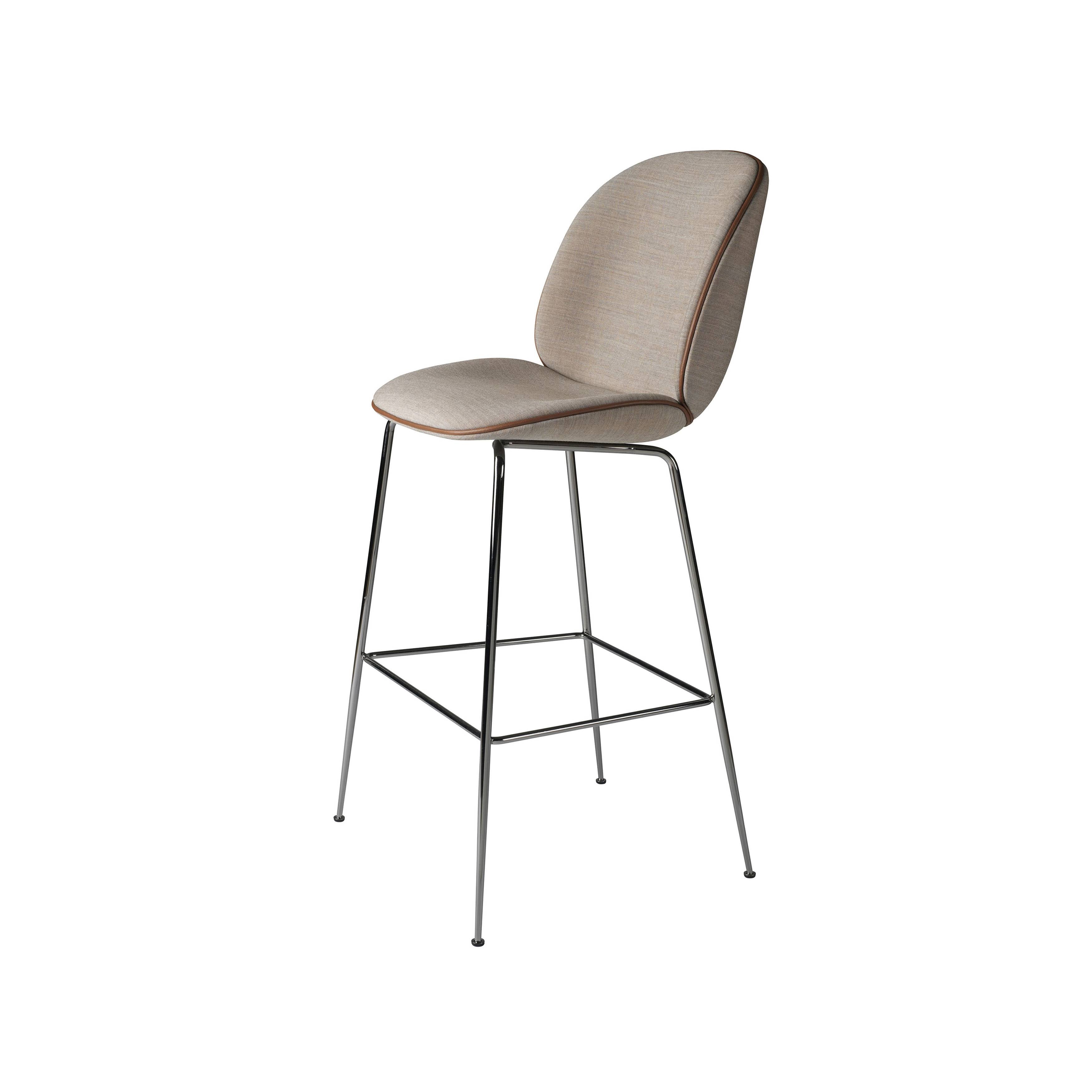 Beetle Bar + Counter Chair: Full Upholstery + Counter + Black Chrome