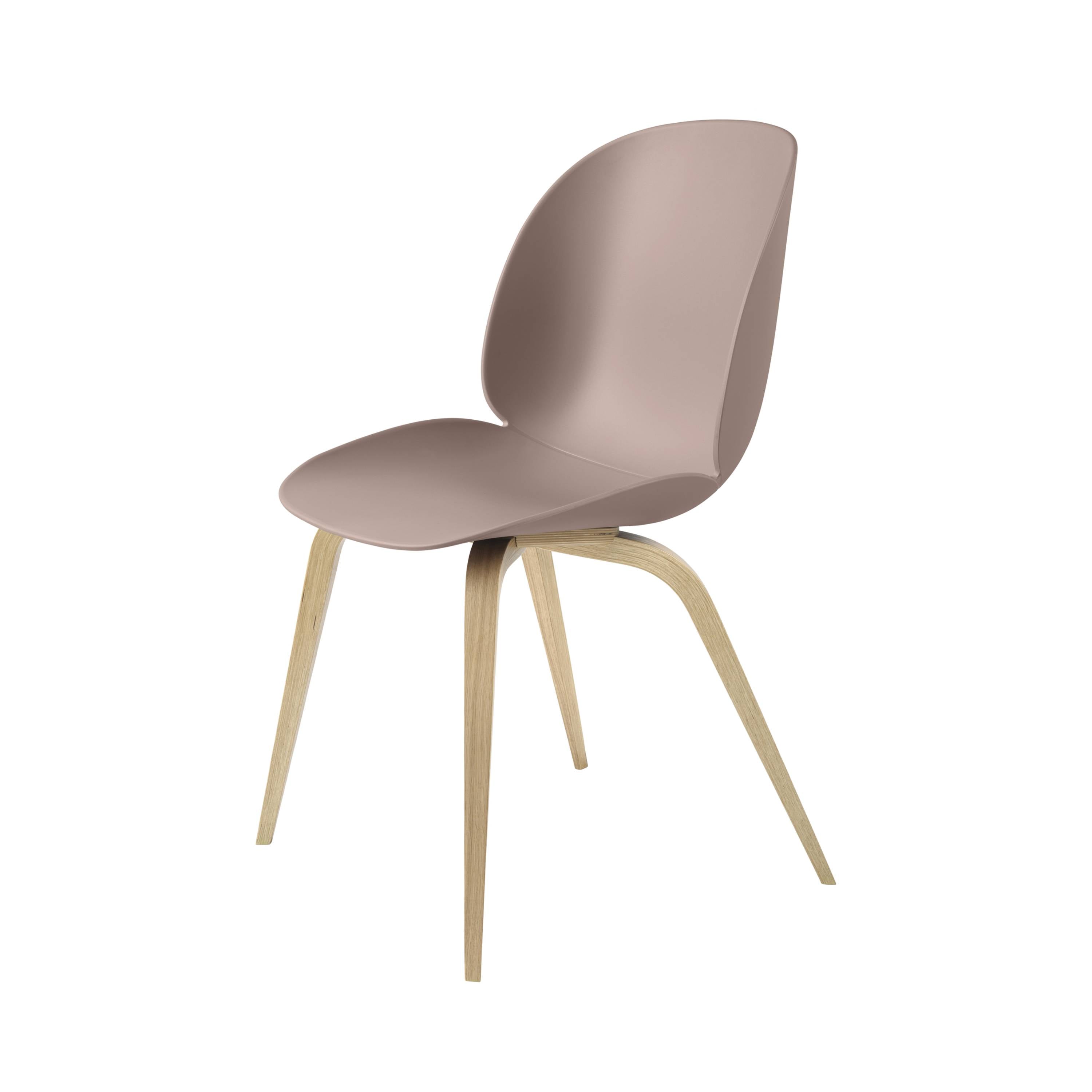 Beetle Dining Chair: Wood Base + Sweet Pink + Oak