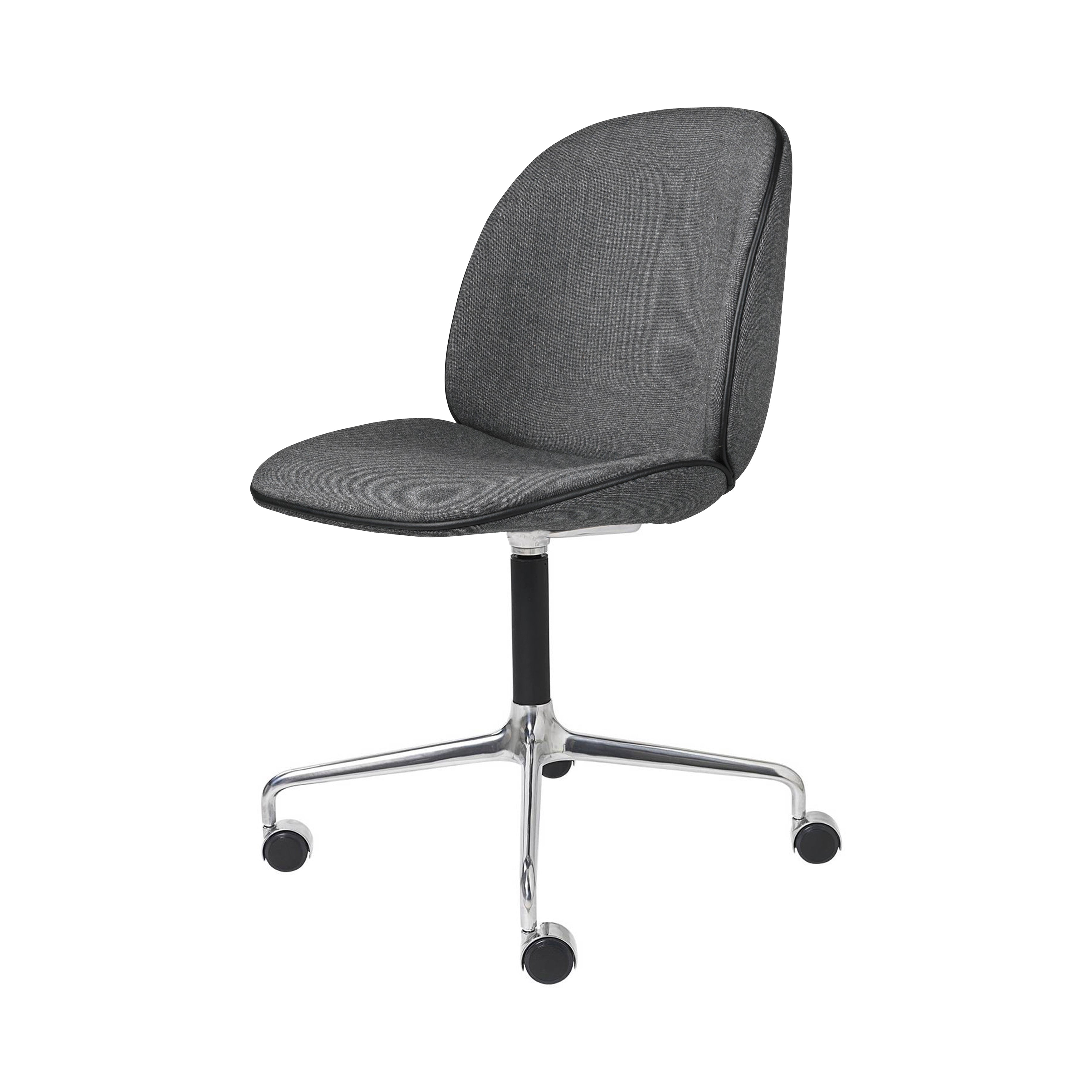Beetle Meeting Chair: 4-Star Swivel Base with Castors + Full Upholstery +  Polished Aluminum + Black Matt