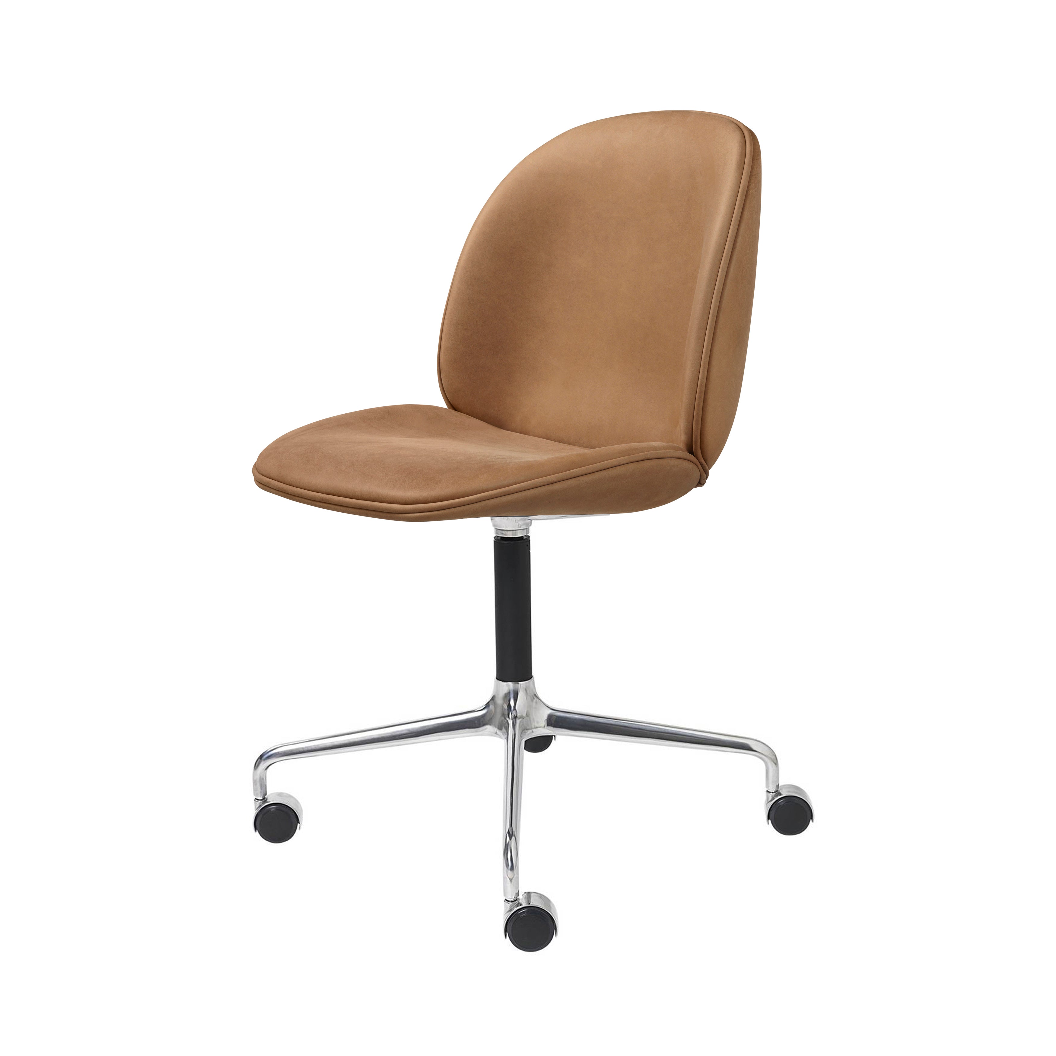 Beetle Meeting Chair: 4-Star Swivel Base with Castors + Full Upholstery + Polished Aluminum + Black Matt