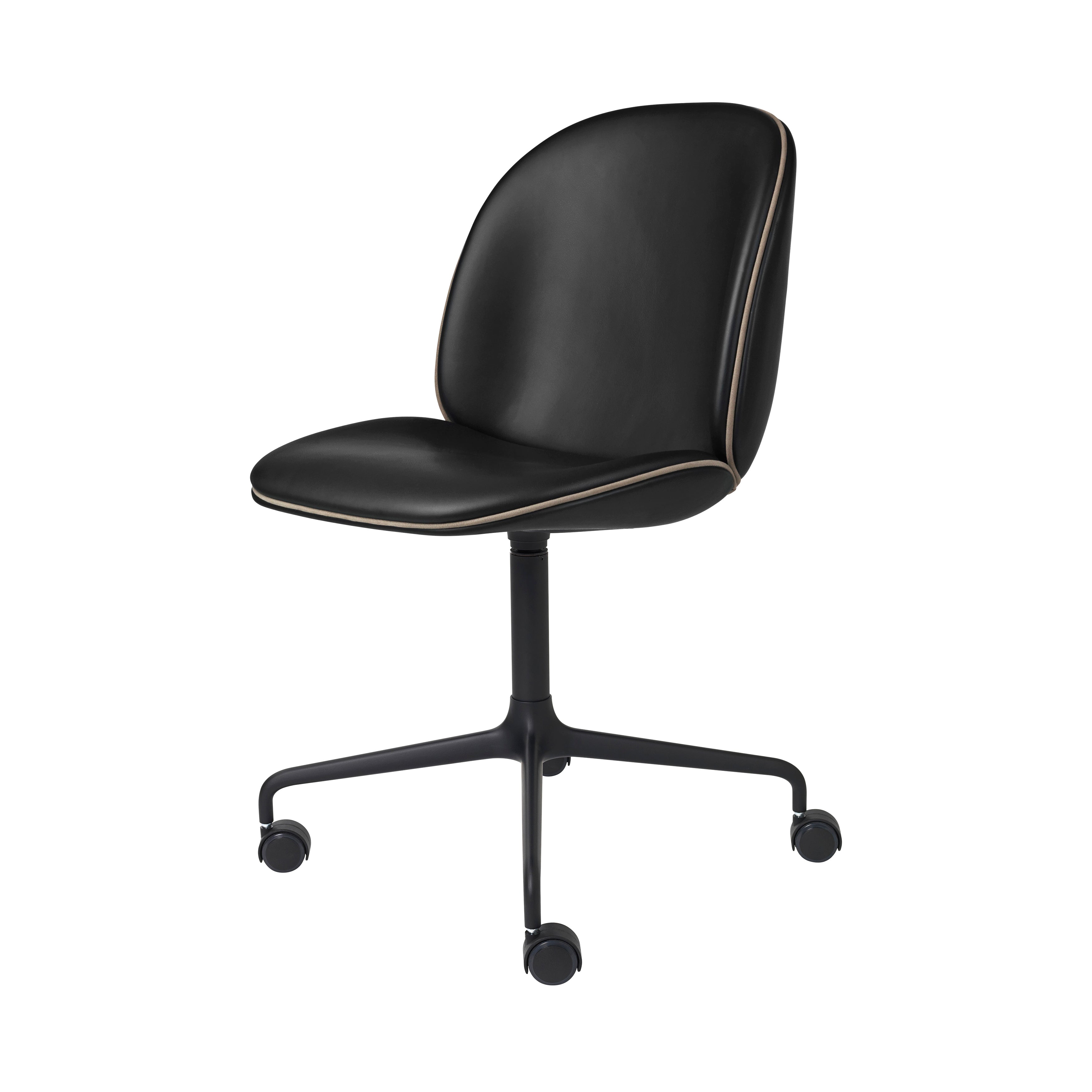 Beetle Meeting Chair: 4-Star Swivel Base with Castors + Full Upholstery + Black Matt