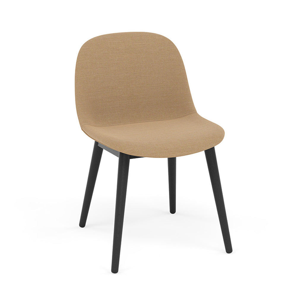 Fiber Side Chair: Wood Base + Recycled Shell + Upholstered + Black