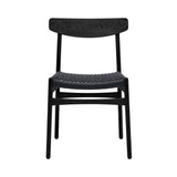 CH23 Dining Chair: Black + Black Oak + Without Cushion