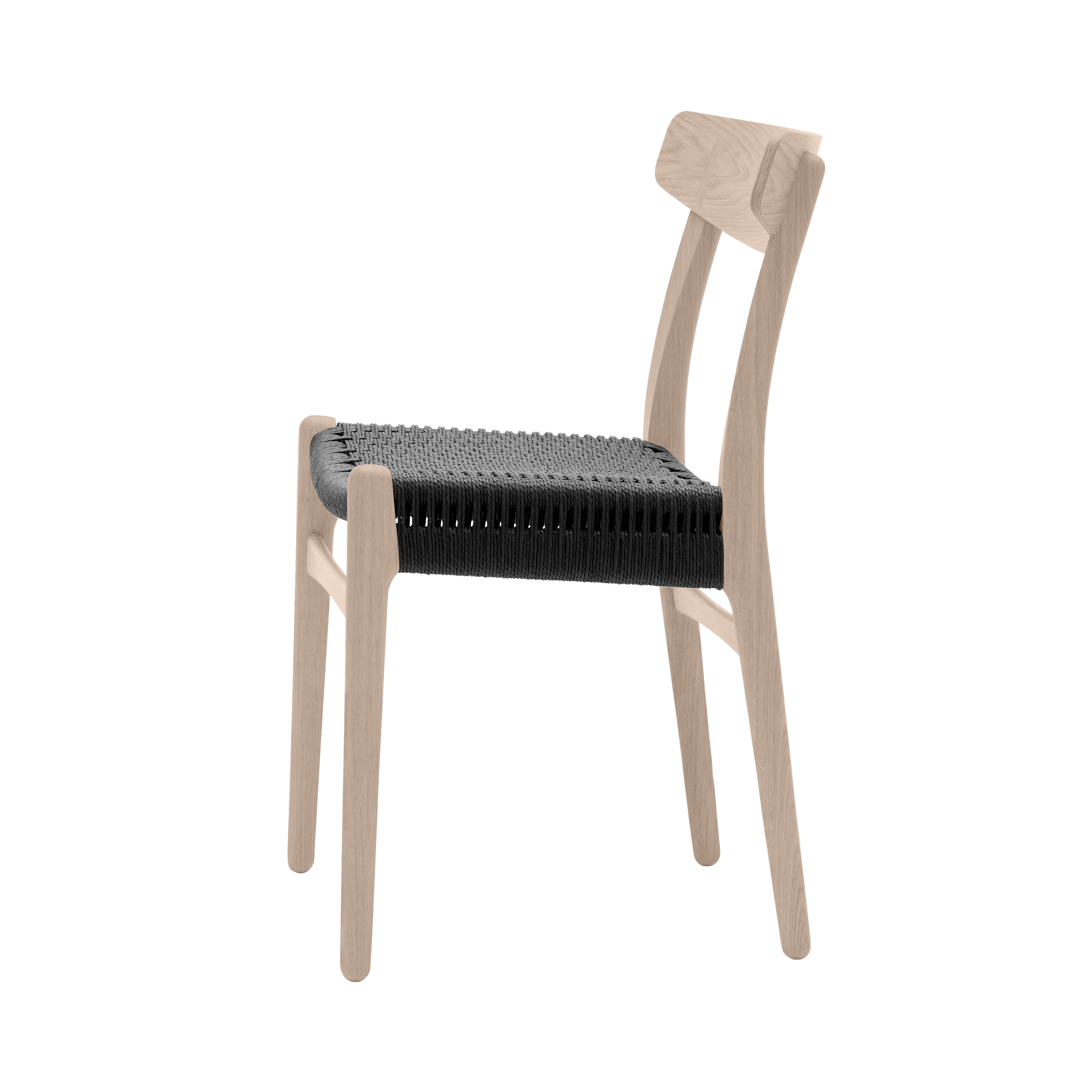 CH23 Dining Chair: Black + Soaped Oak + Without Cushion