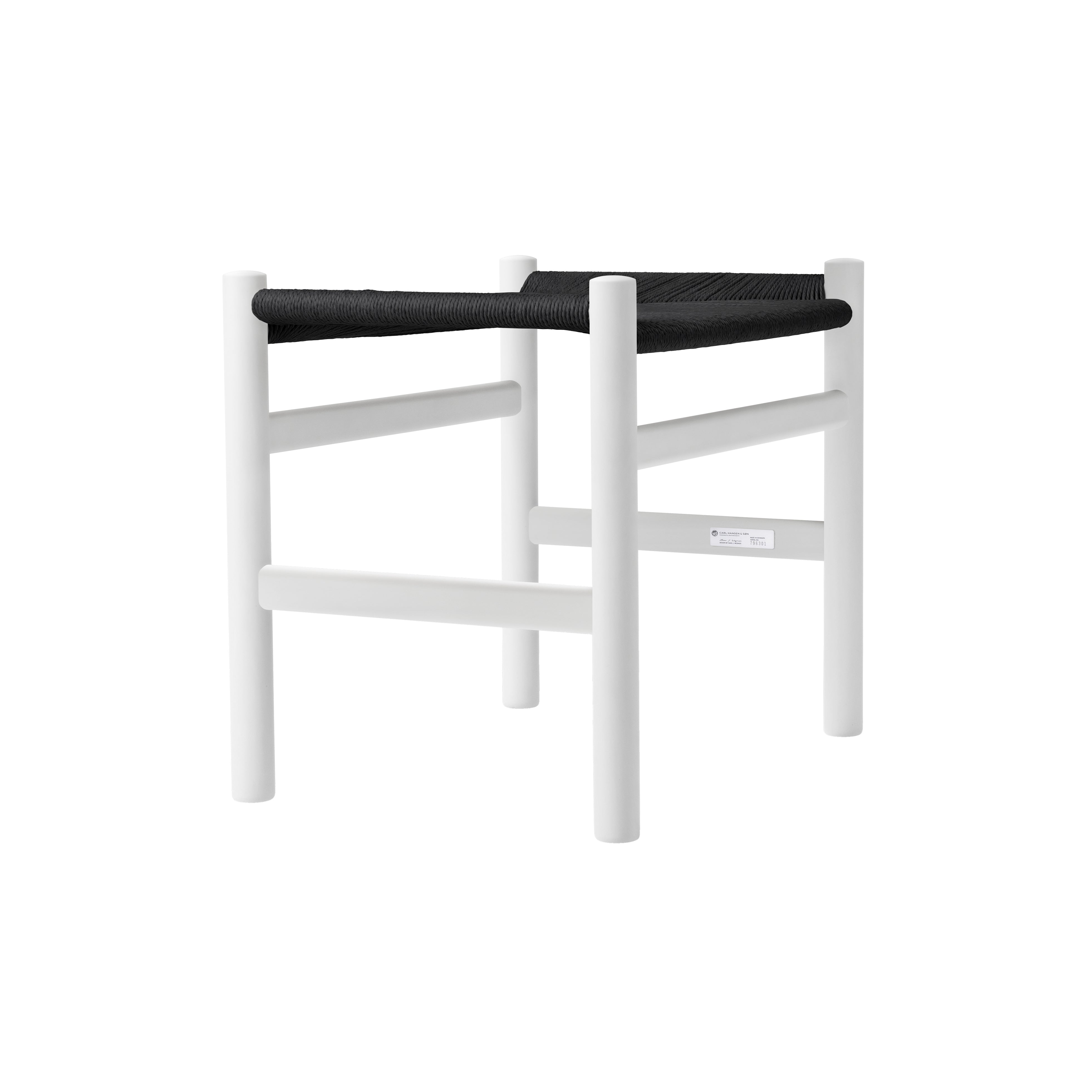 CH53 Footstool: Low + Black + Natural White Beech