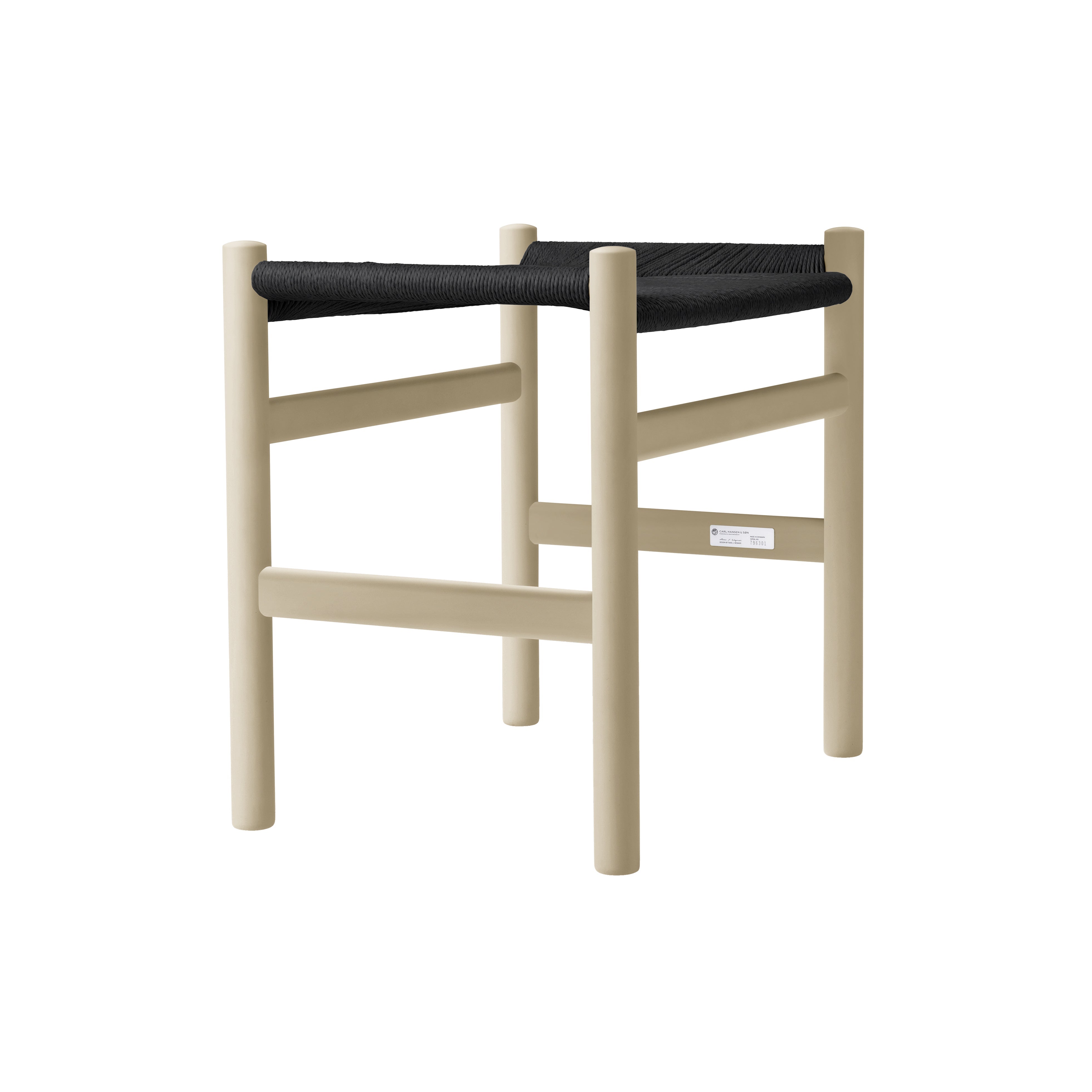 CH53 Footstool: High + Black + Soaped Beech