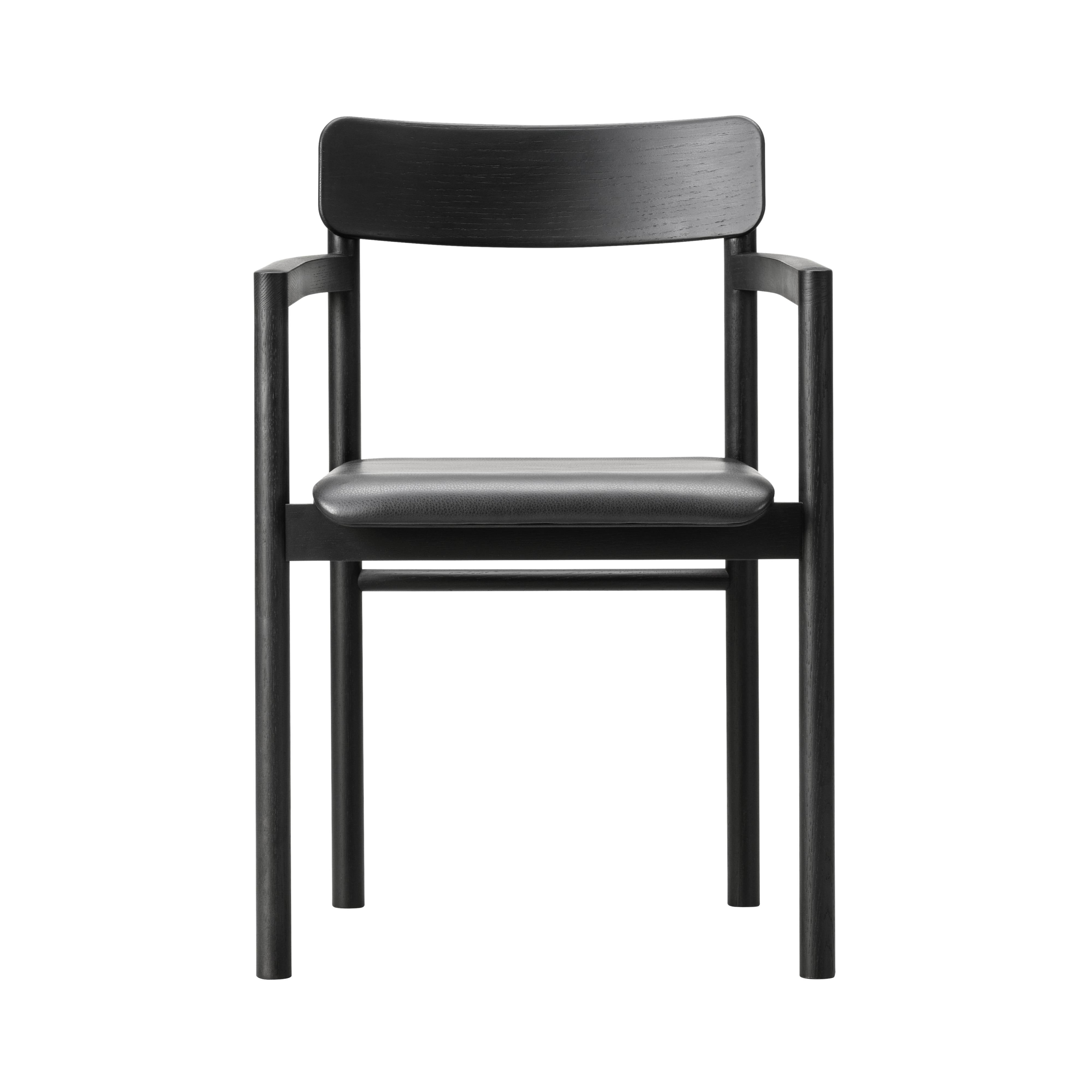 Post Chair: Seat Upholstered + Black Lacquered Oak