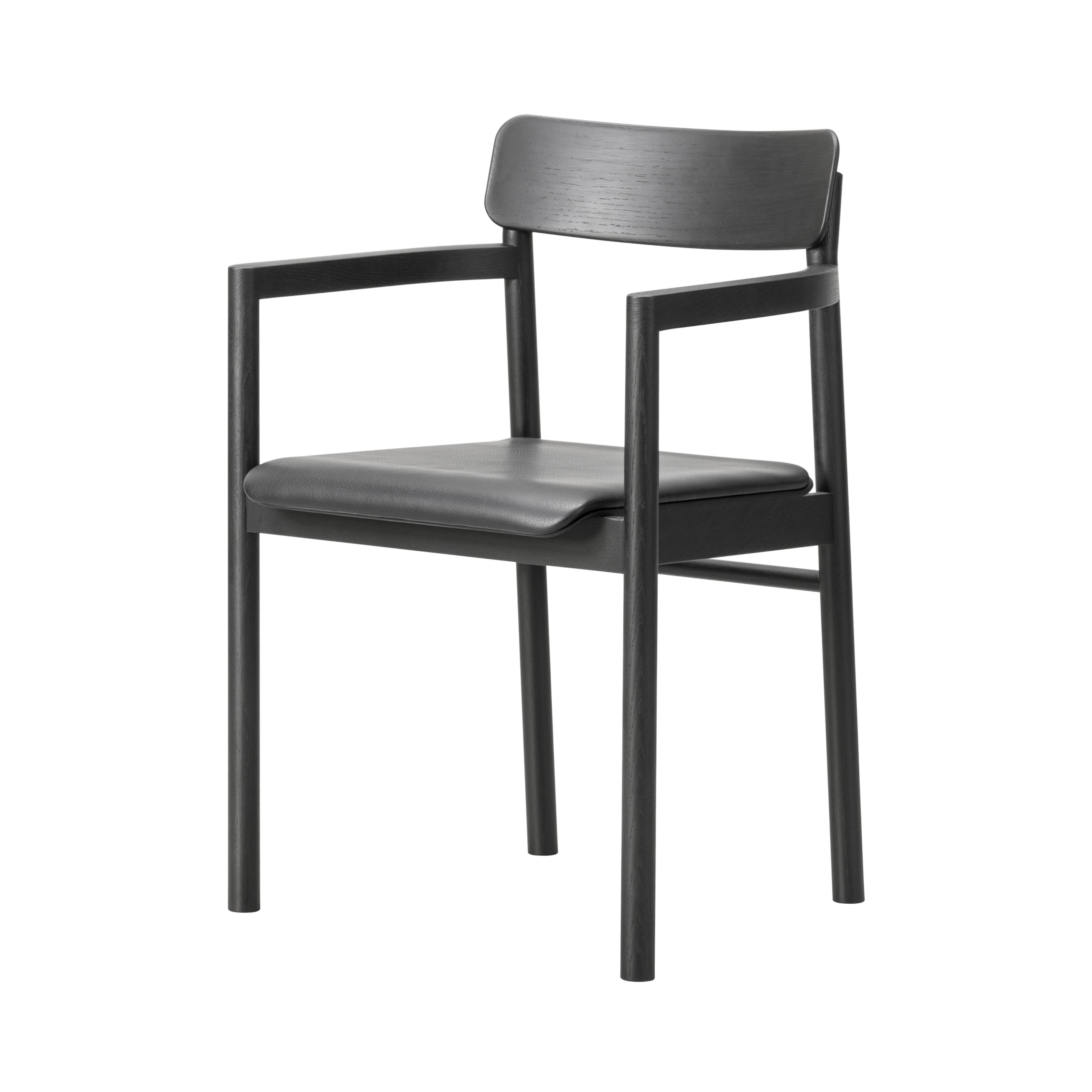 Post Chair: Seat Upholstered + Black Lacquered Oak