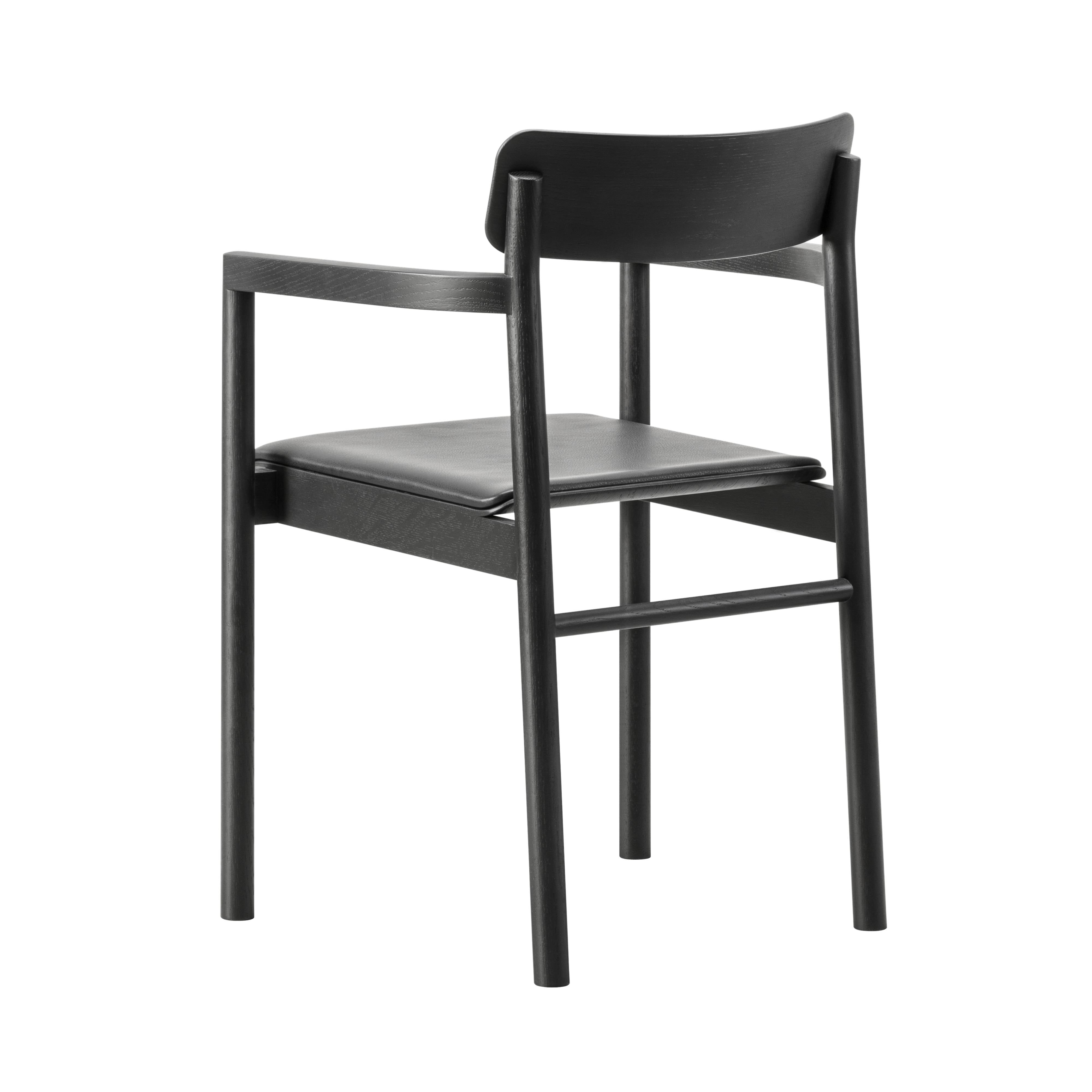 Post Chair: Seat Upholstered + Black Lacquered Oak