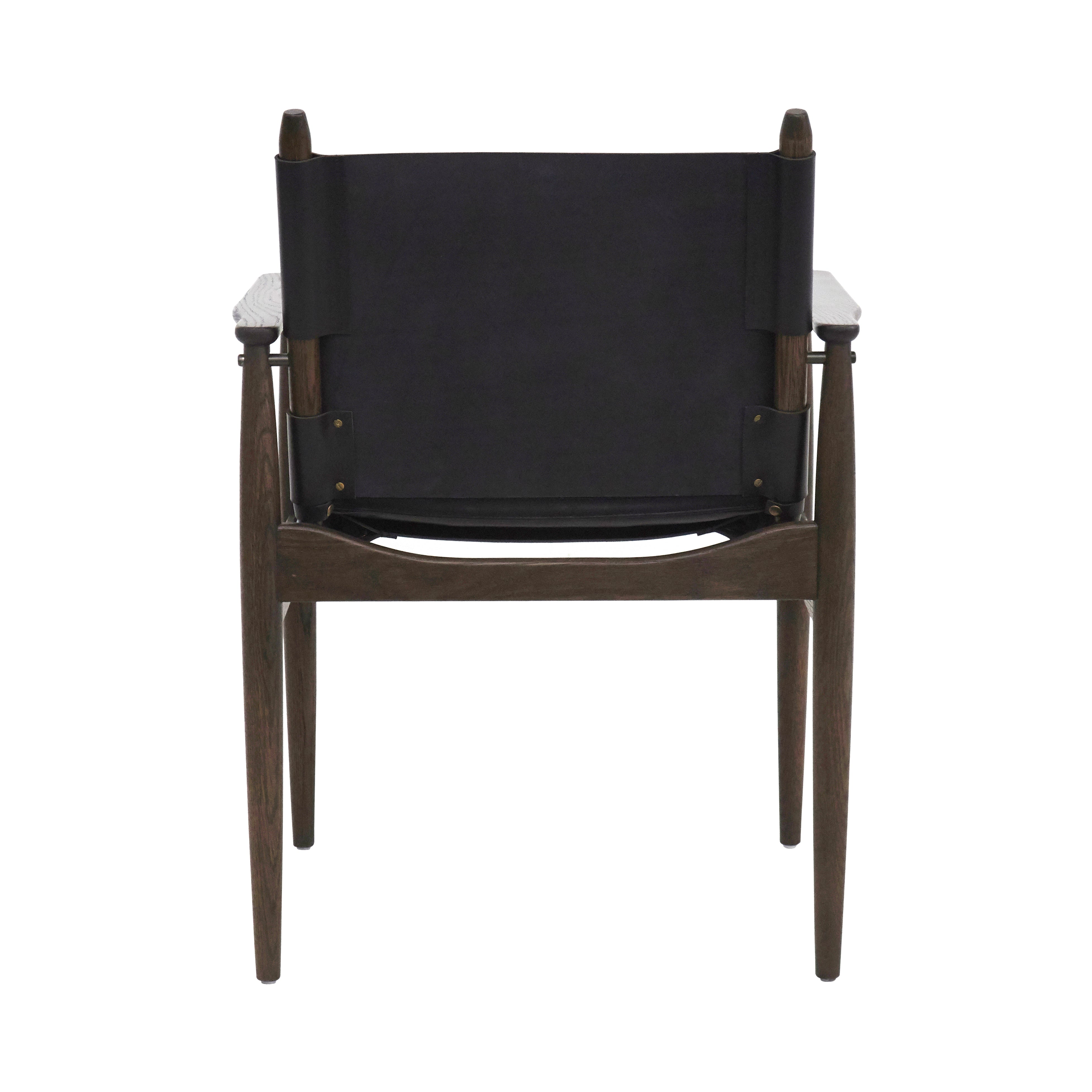 Journey Dining Armchair: Saddle Leather + Dark Brown Oak + Black