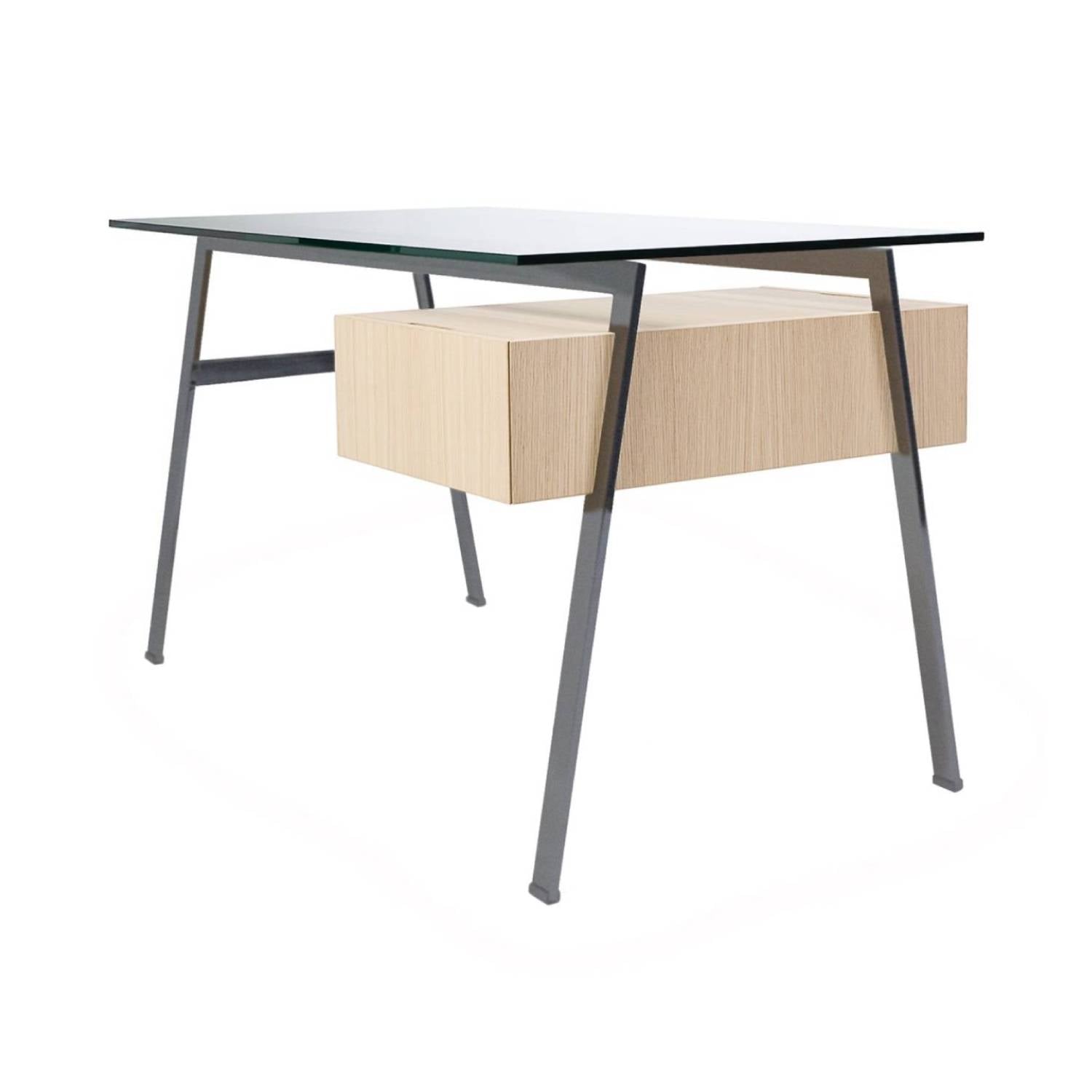 Homework 1 Desk: Single Drawer Right + Gun Metal + White Oak