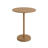 Linear Steel Café Table: Medium + Burnt Orange + Round