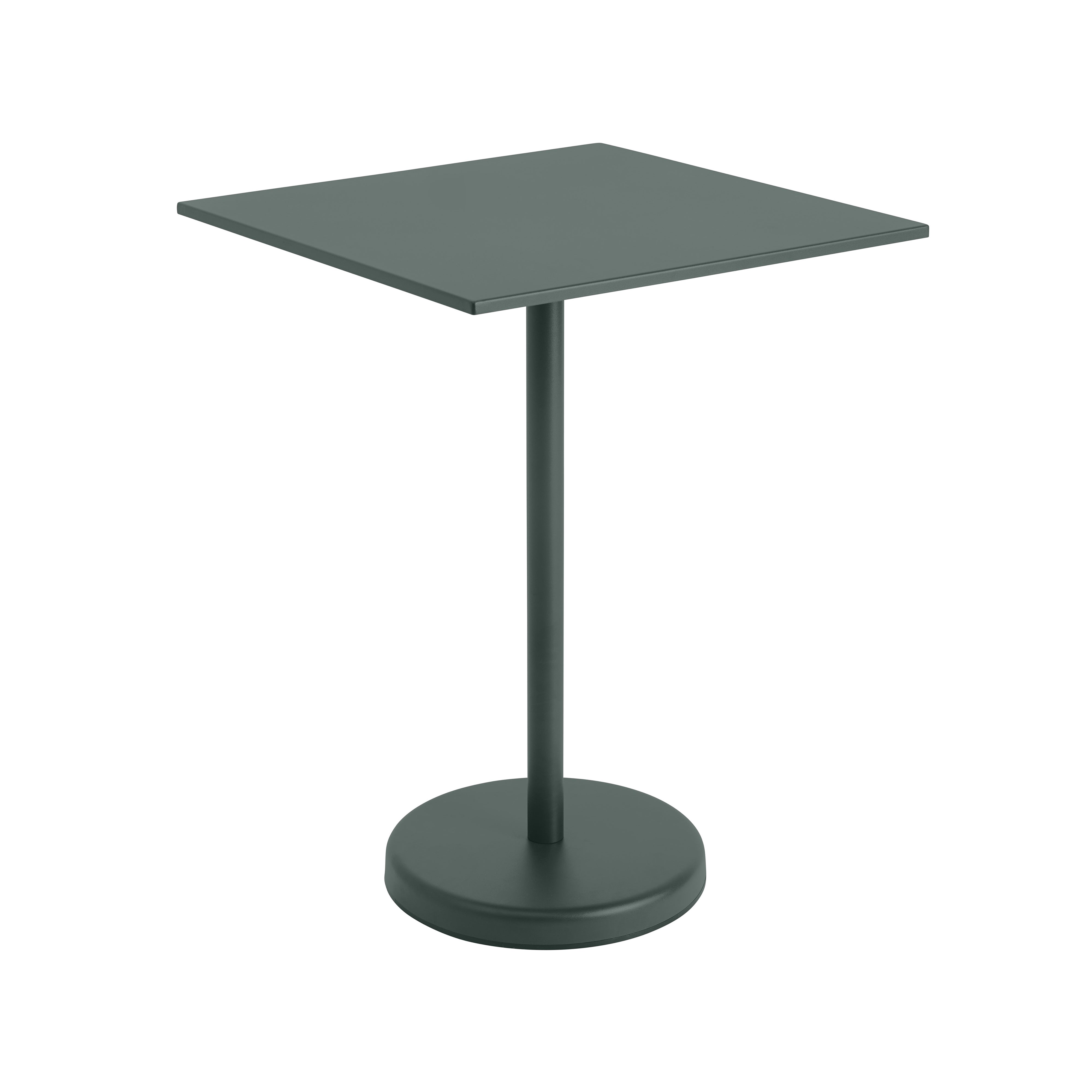 Linear Steel Café Table: Medium + Dark Green + Square