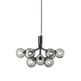 Apiales 9 Chandelier: Satin Black + Smoked Black + Black
