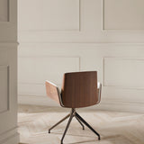 Hug 4 Star Swivel Base Chair: Wood Back + Front Upholstered