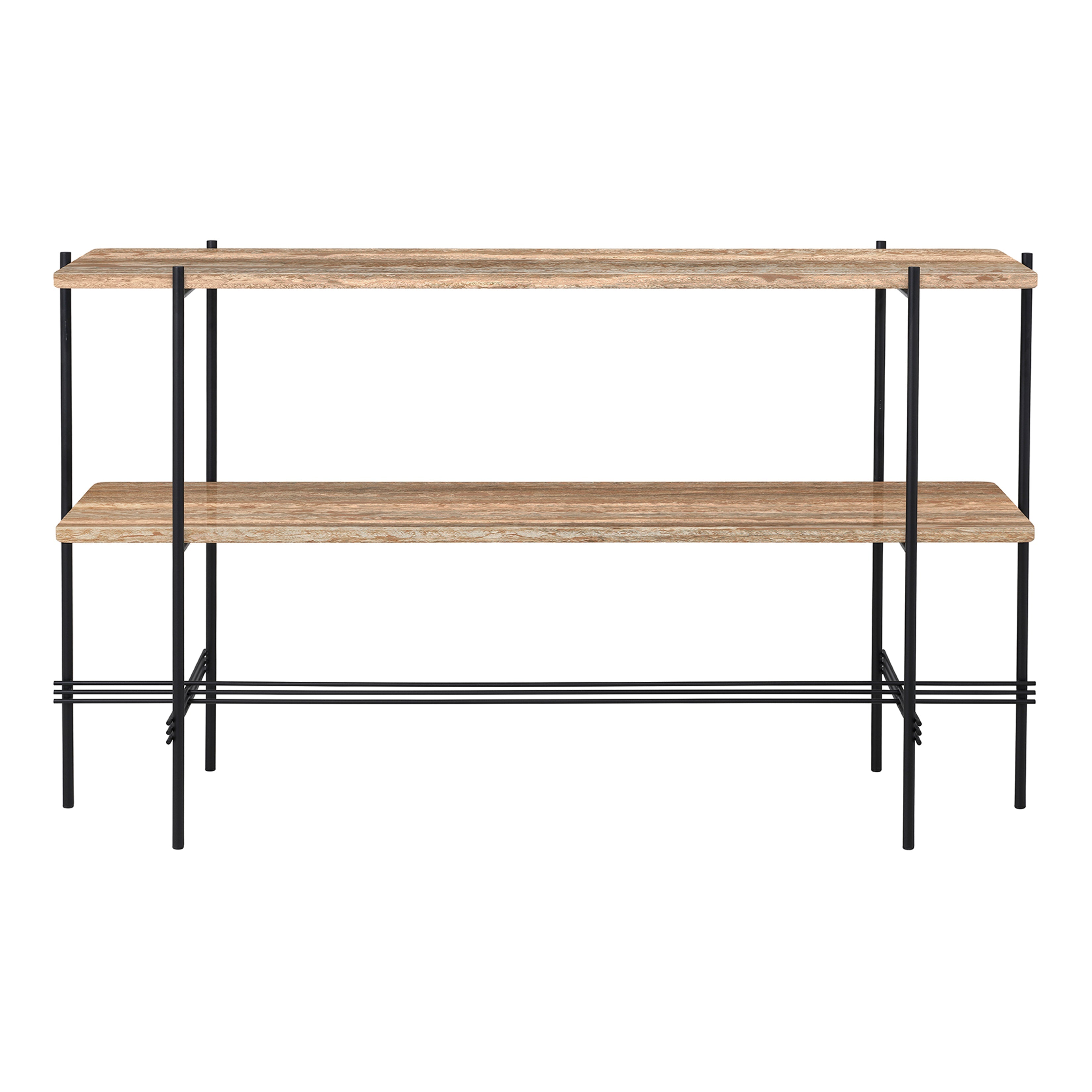 TS Console: Without Tray + Black + Warm Taupe Travertine