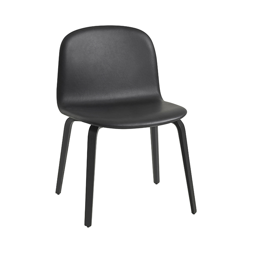 Visu Wide Chair: Wood Base + Upholstered + Black