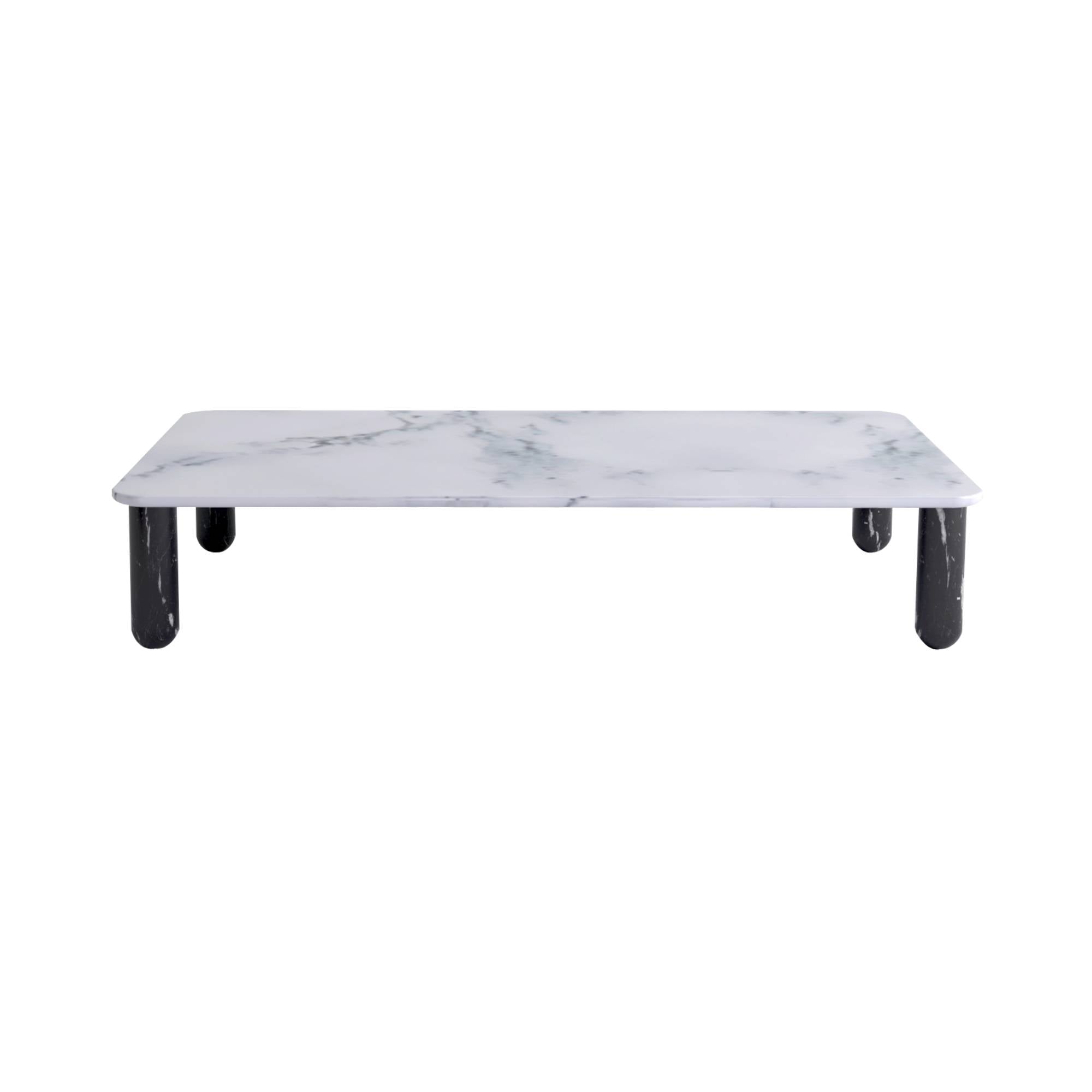 Sunday Coffee Table: White Pele de Tigre Marble + Black Marquina Marble