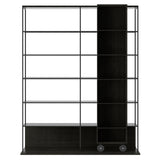 Literatura Open Shelf: Composition 3 + Dark Grey Stained Oak + Bronze + With Glider Shelf