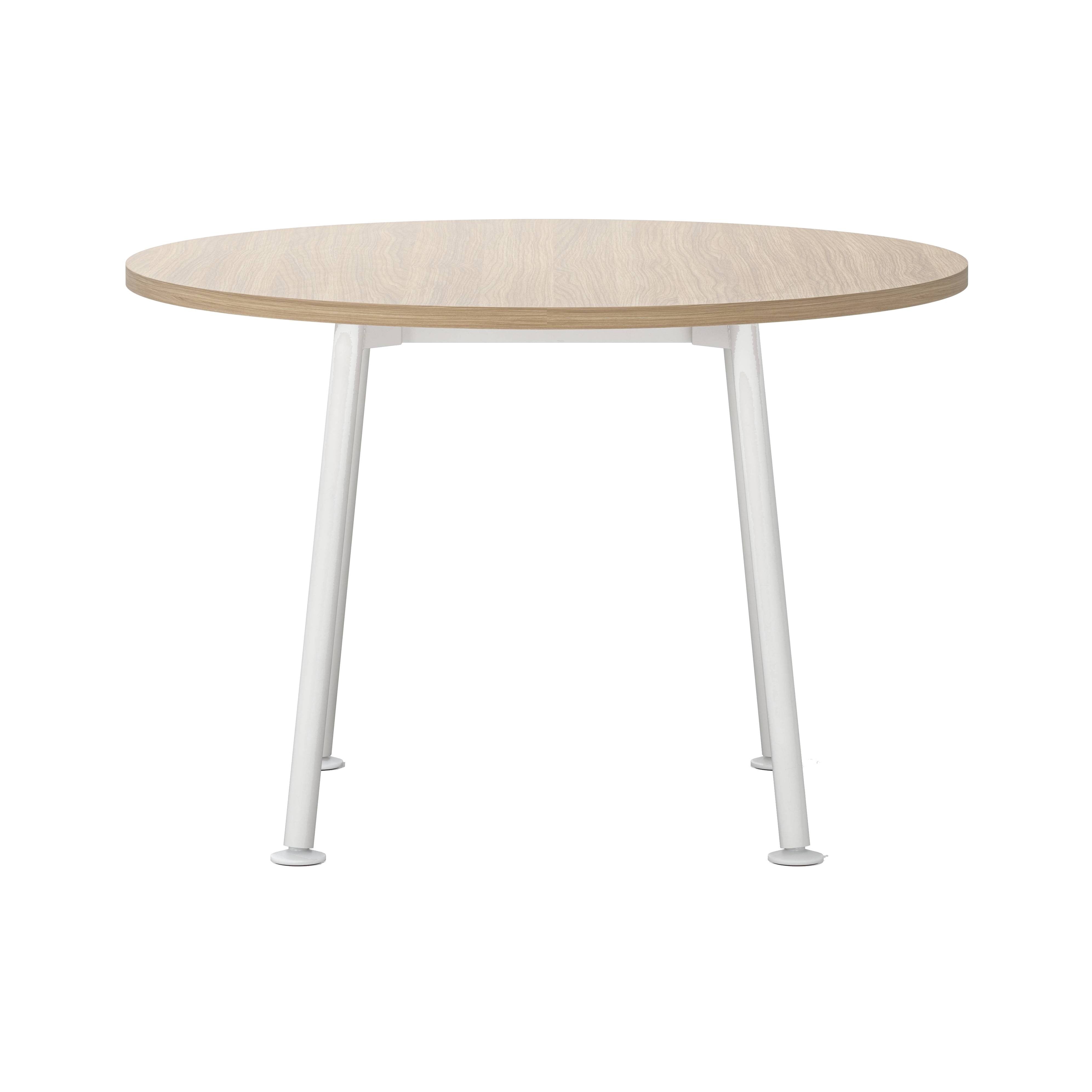 Landa Table: Round + Counter + Oak Veneer + White