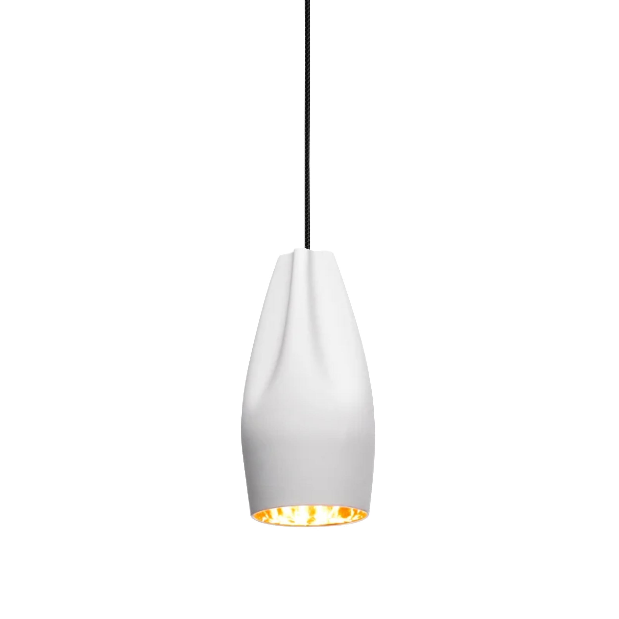 Pleat Box 13 Pendant Light: White + Gold